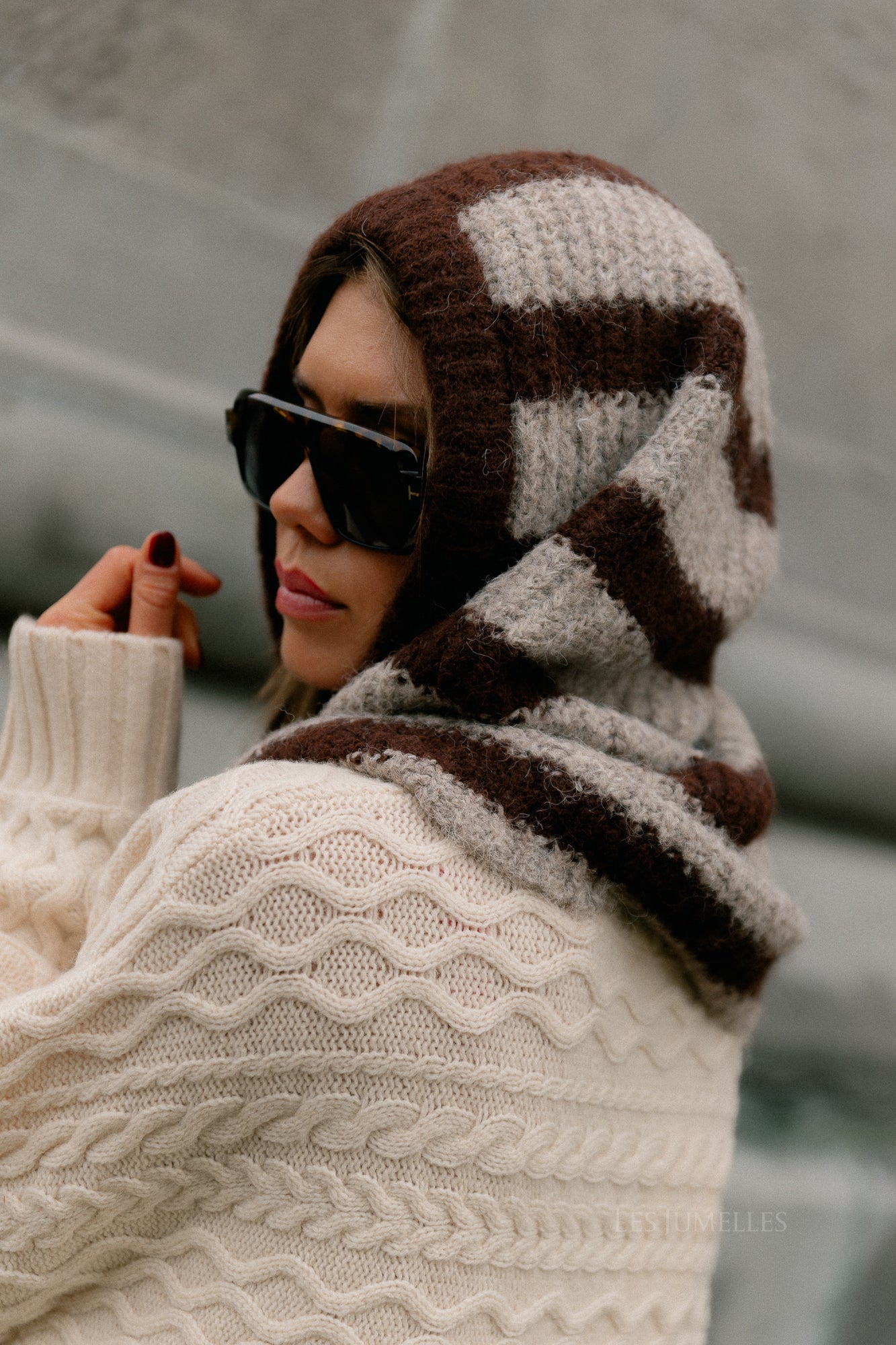 OBJMilu knit balaclava seal brown/humus