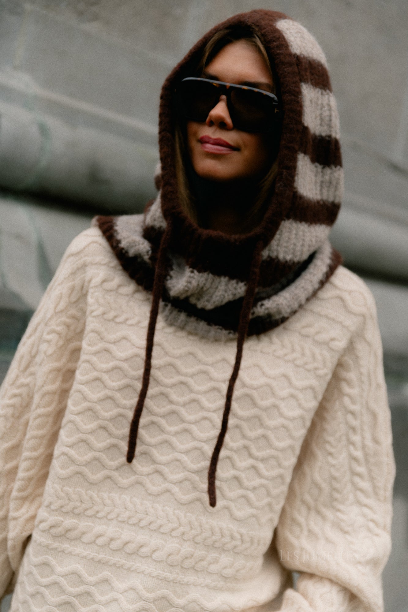 OBJMilu knit balaclava seal brown/humus