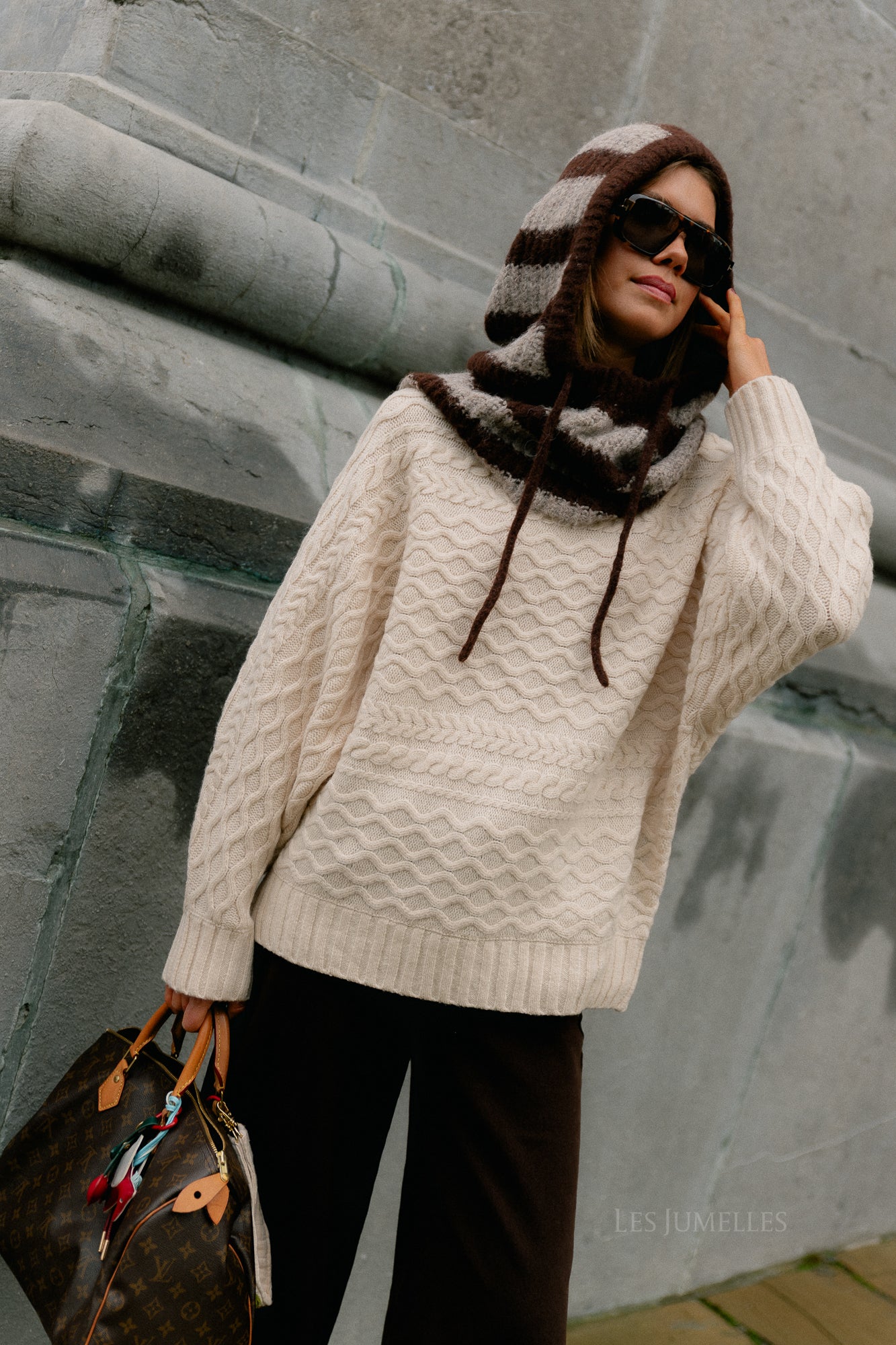 SLFNelly LS cable batsleeve knit birch