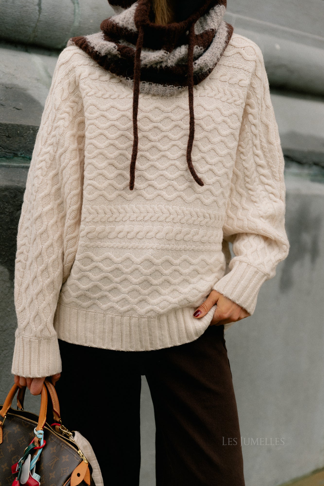 SLFNelly LS cable batsleeve knit birch