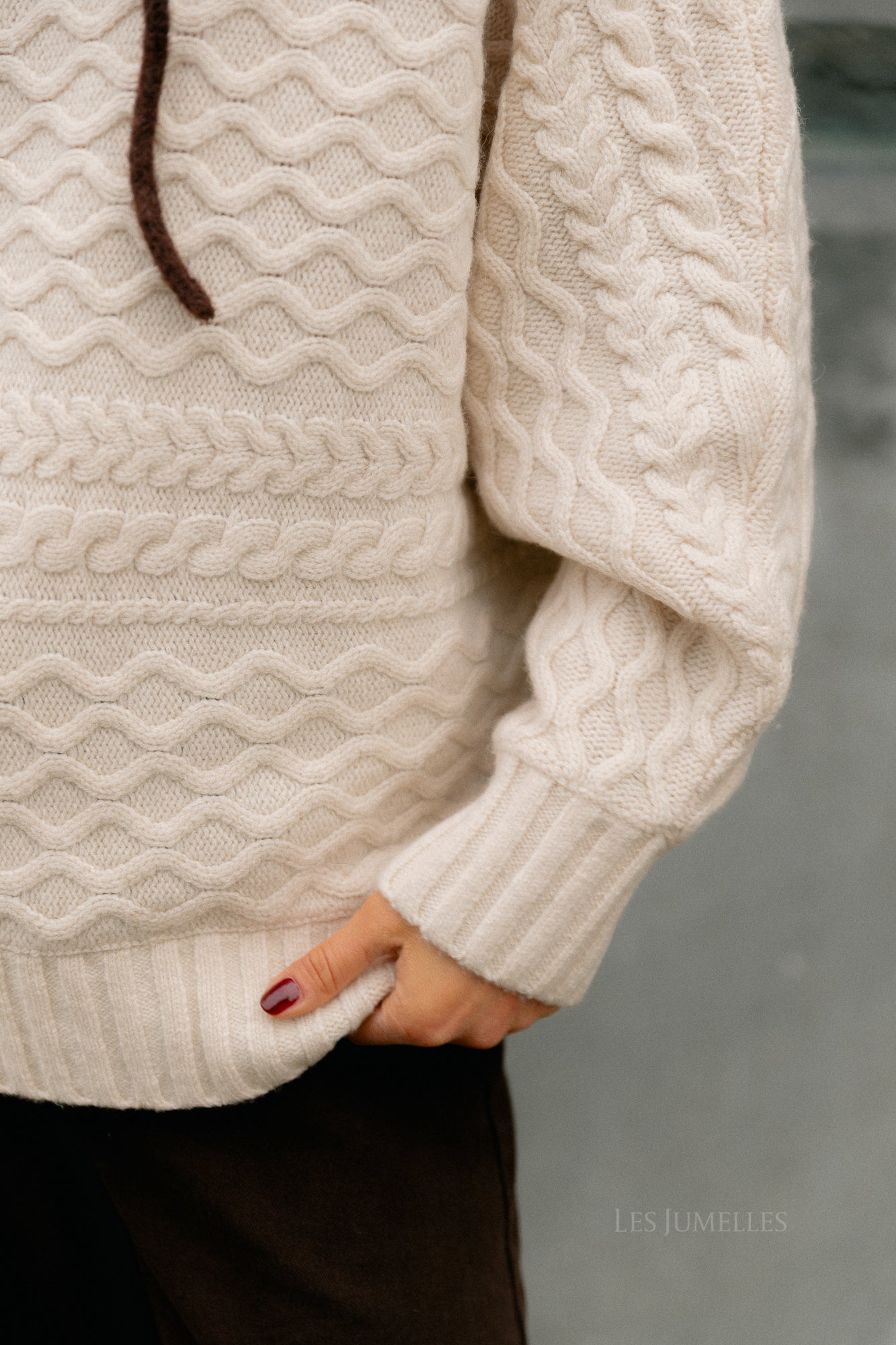 SLFNelly LS cable batsleeve knit birch