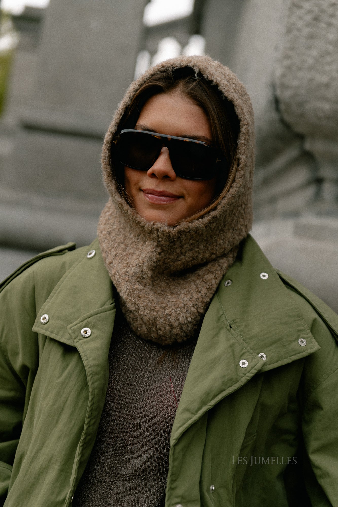 VIJanis boucle knit balaclava brown lentil