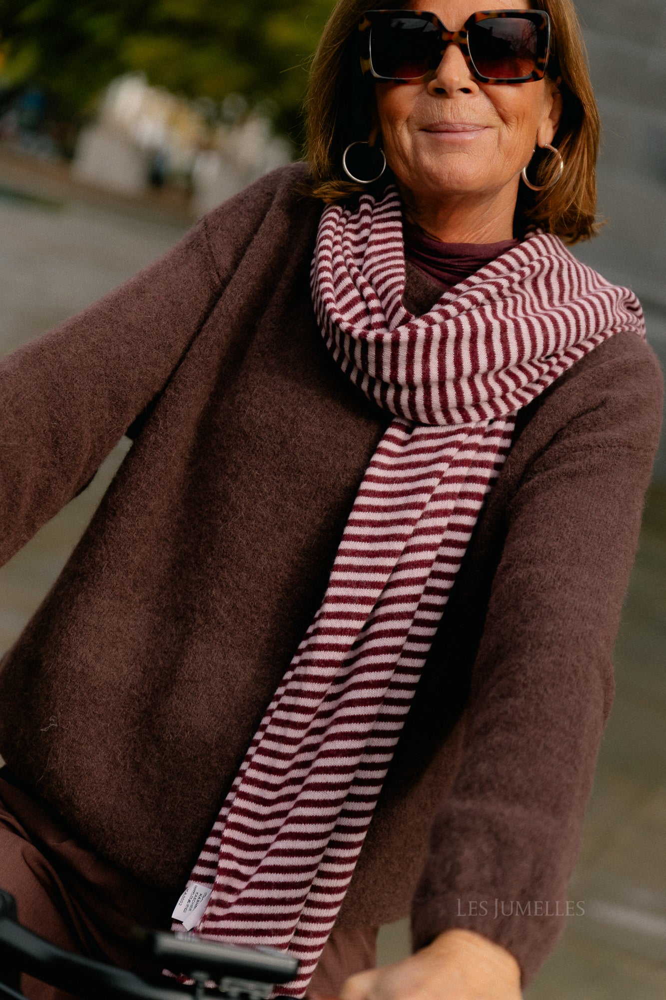 Florence striped scarf pink/burgundy