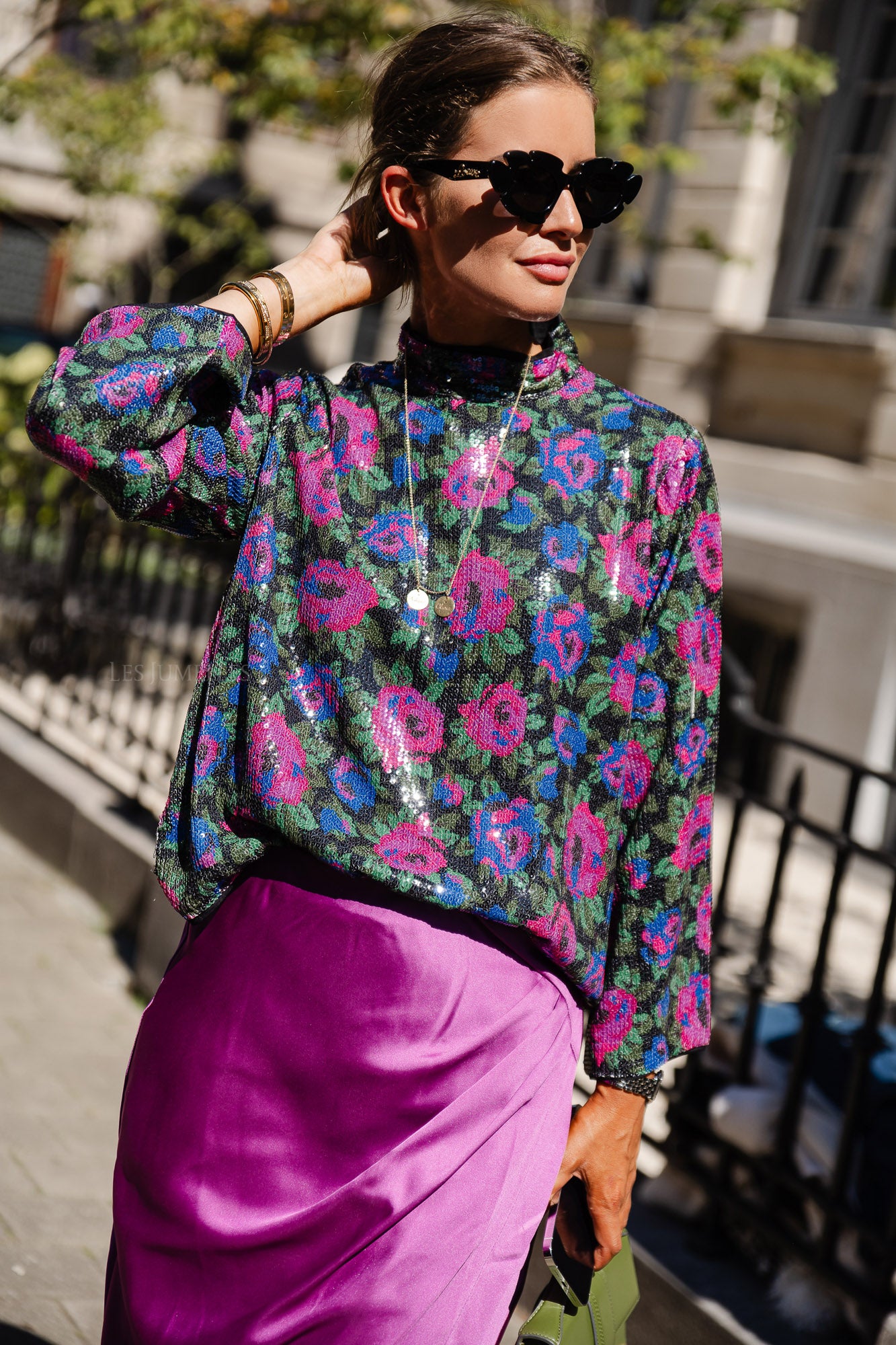 YasLivo Top 7/8 sequins noir/olaya flow