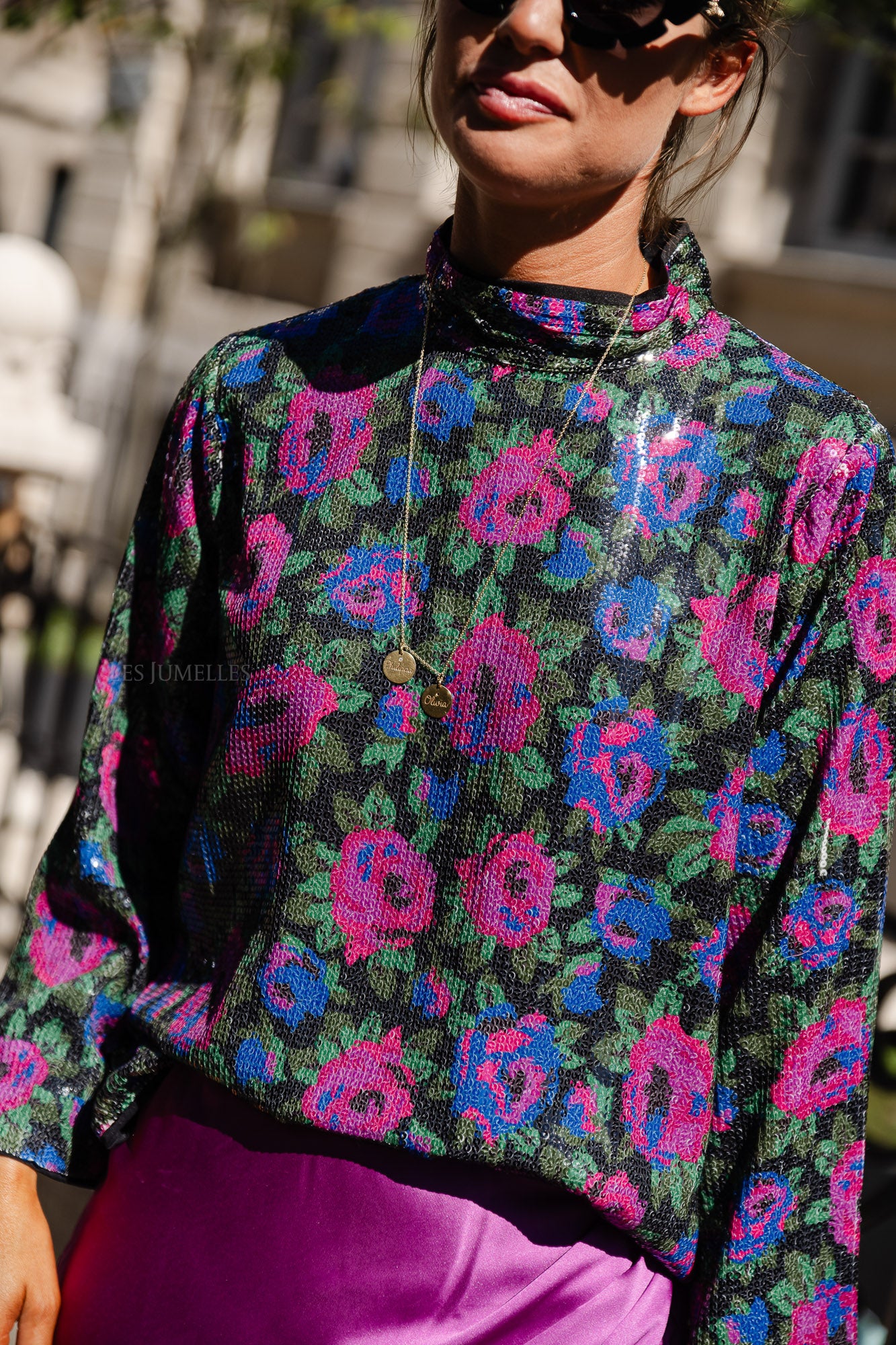 YasLivo Top 7/8 sequins noir/olaya flow