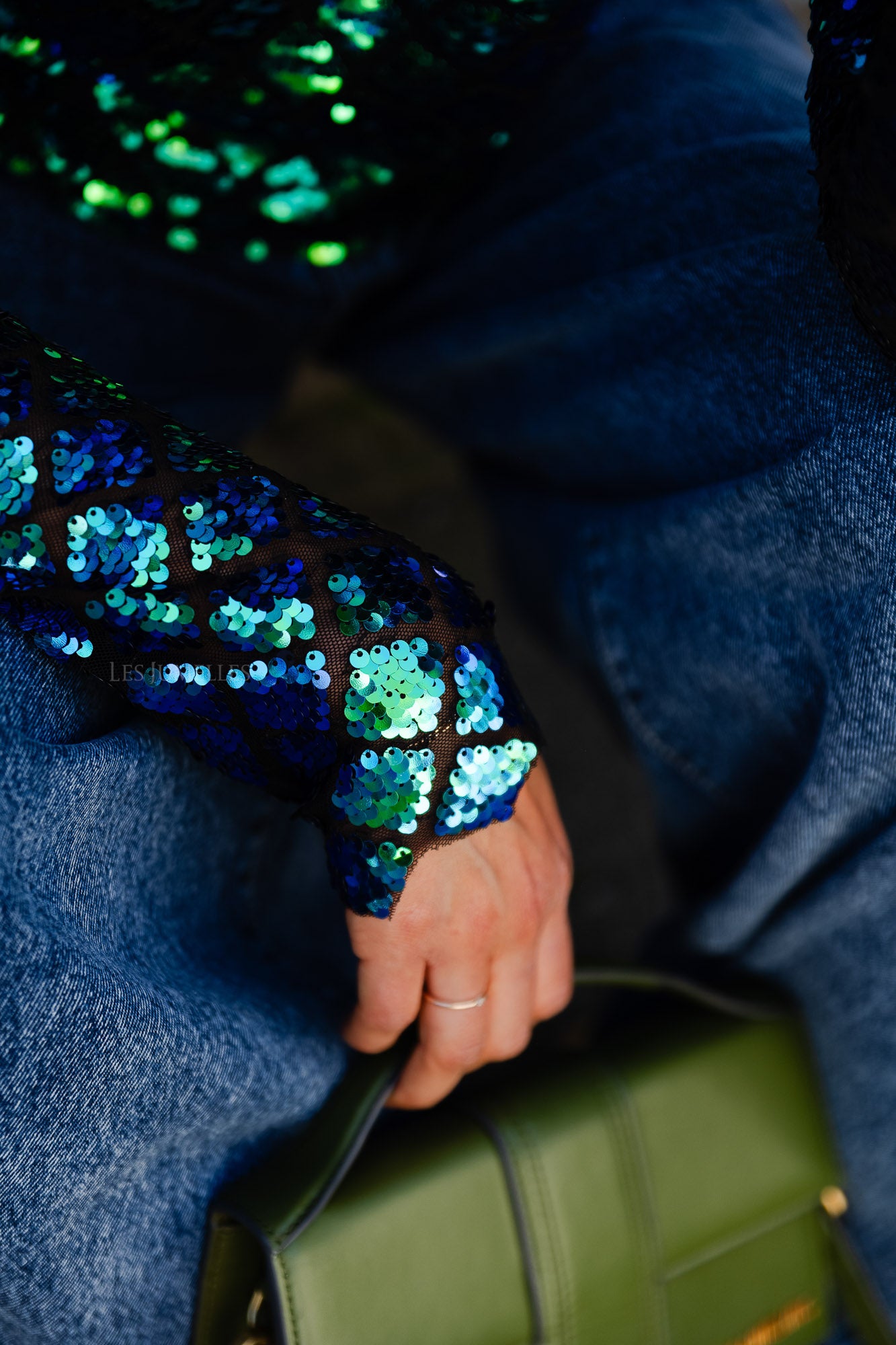 Blouse à sequins Xenia bleu aqua