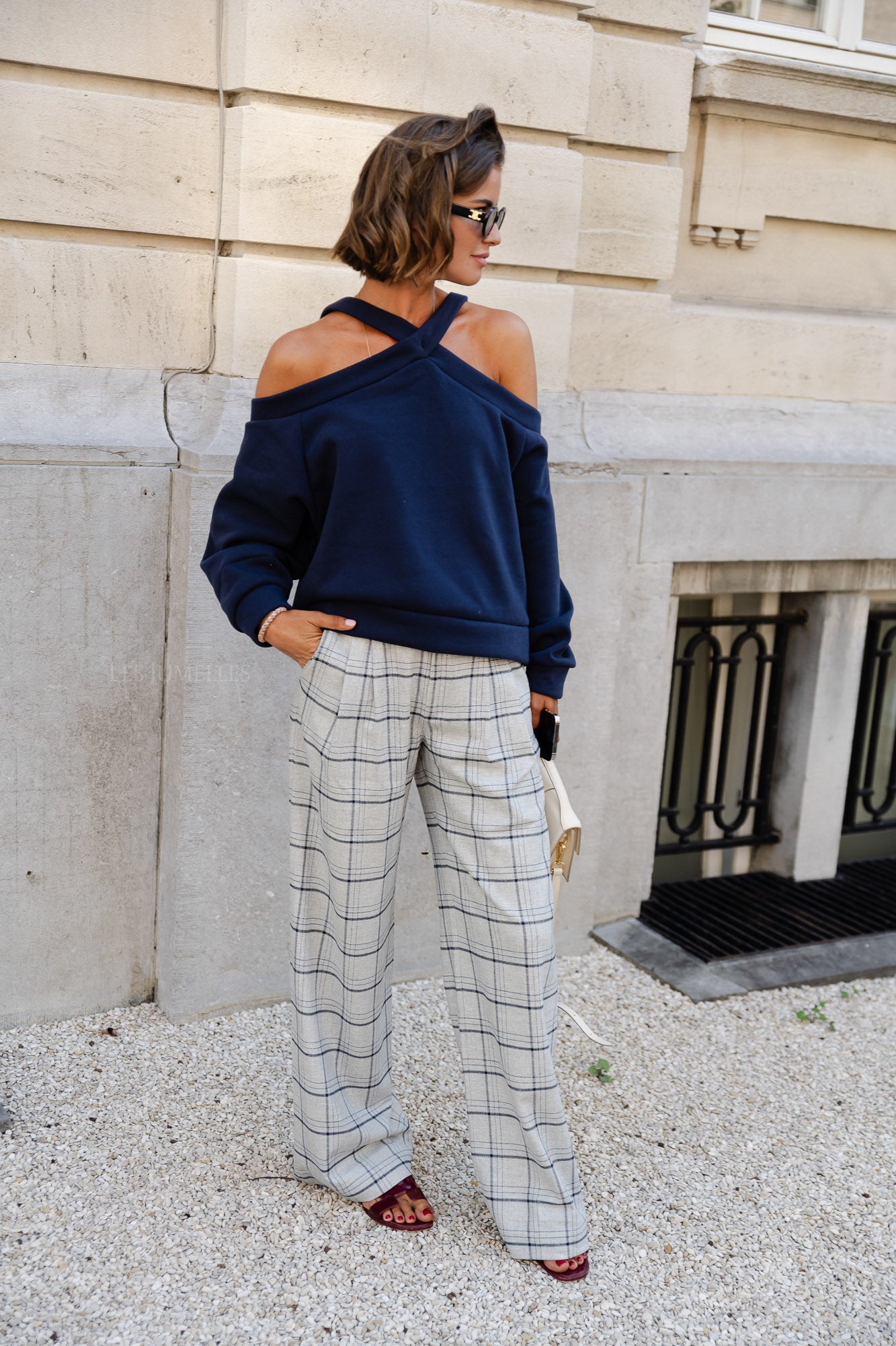 Kaddy broek geruite wolmix broek grijs