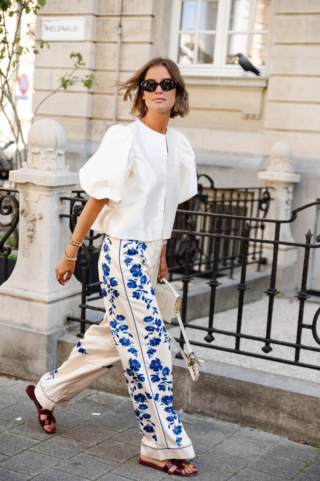 Haven wijde broek met print klaproos