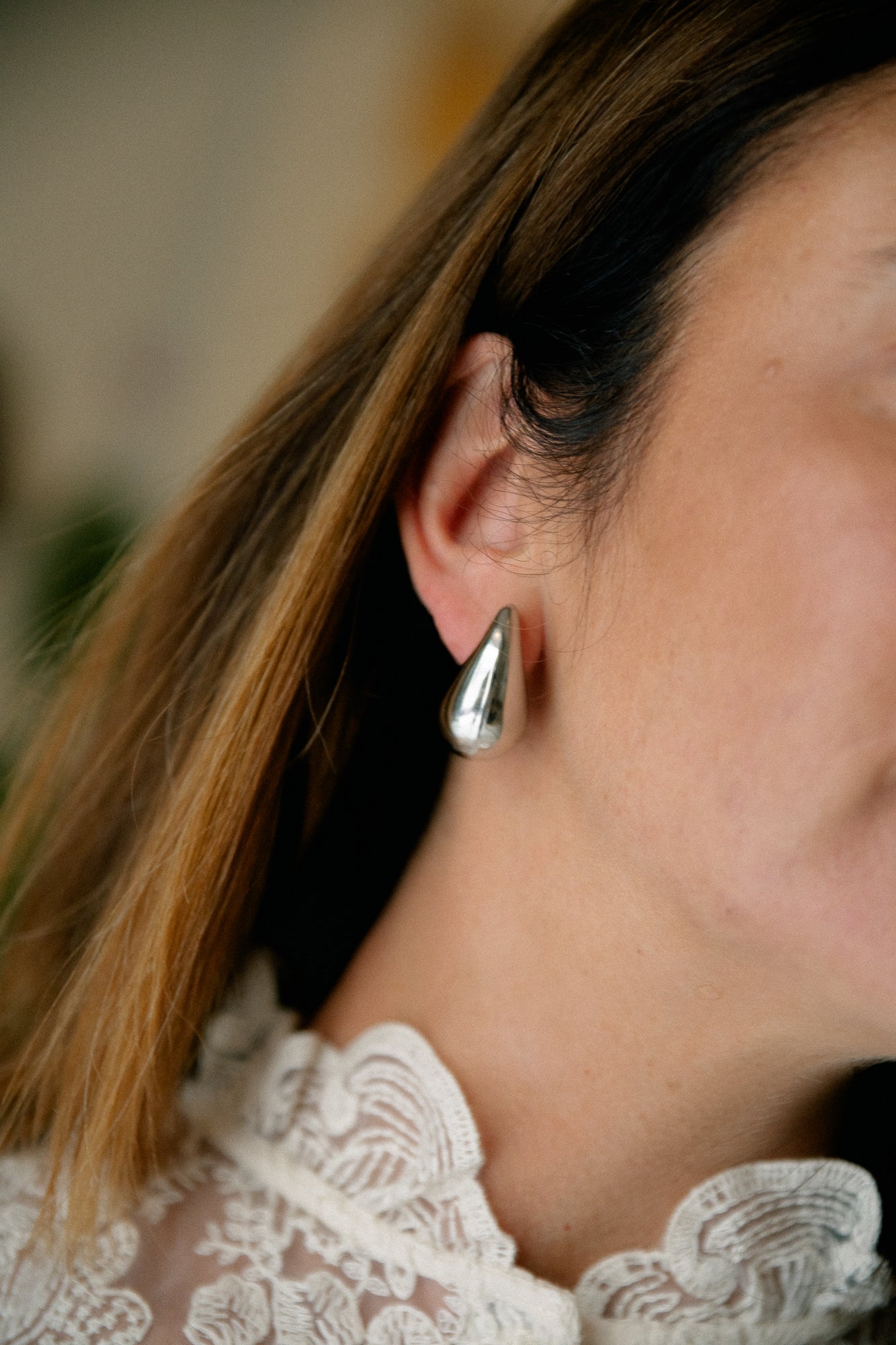 Big drop earrings silver