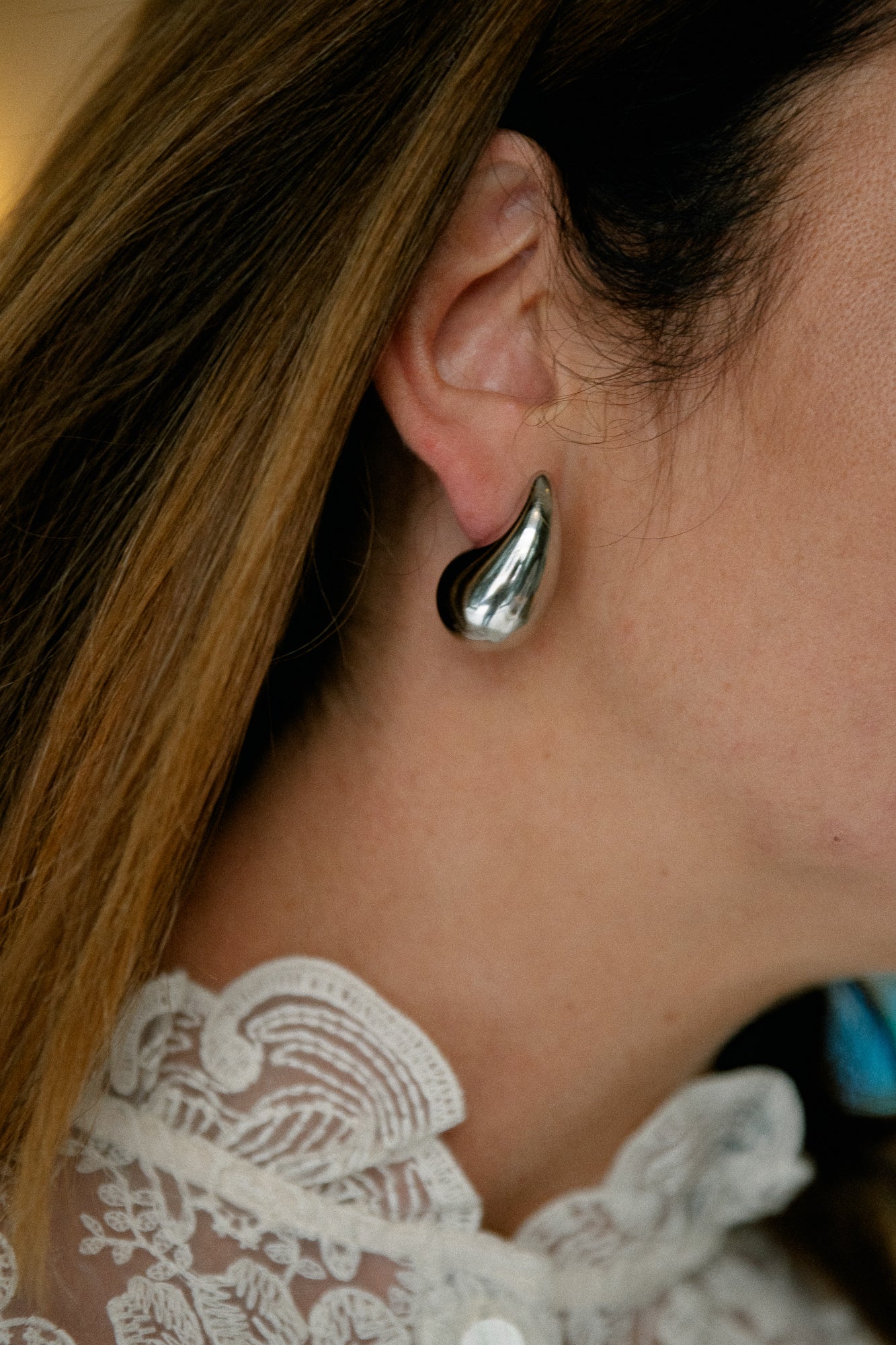 Big drop earrings silver