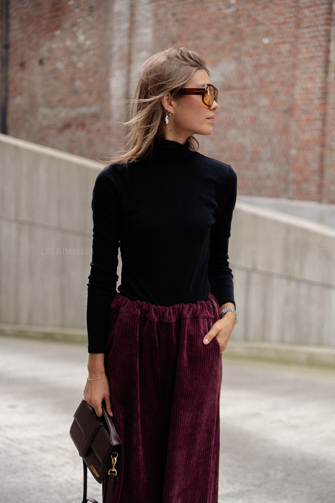 VIJolini Rollkragen Langarm-Top Black Beauty
