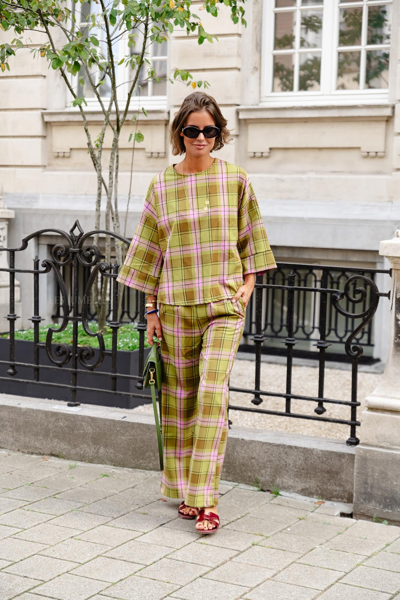 Pantalon à carreaux Loco vert