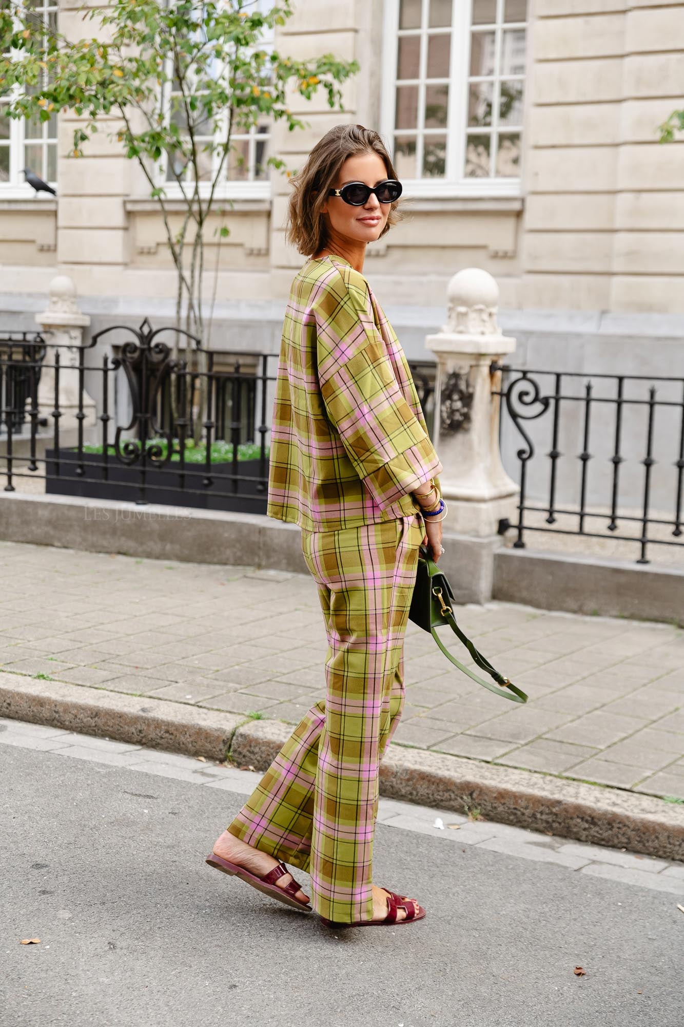 Pantalon à carreaux Loco vert
