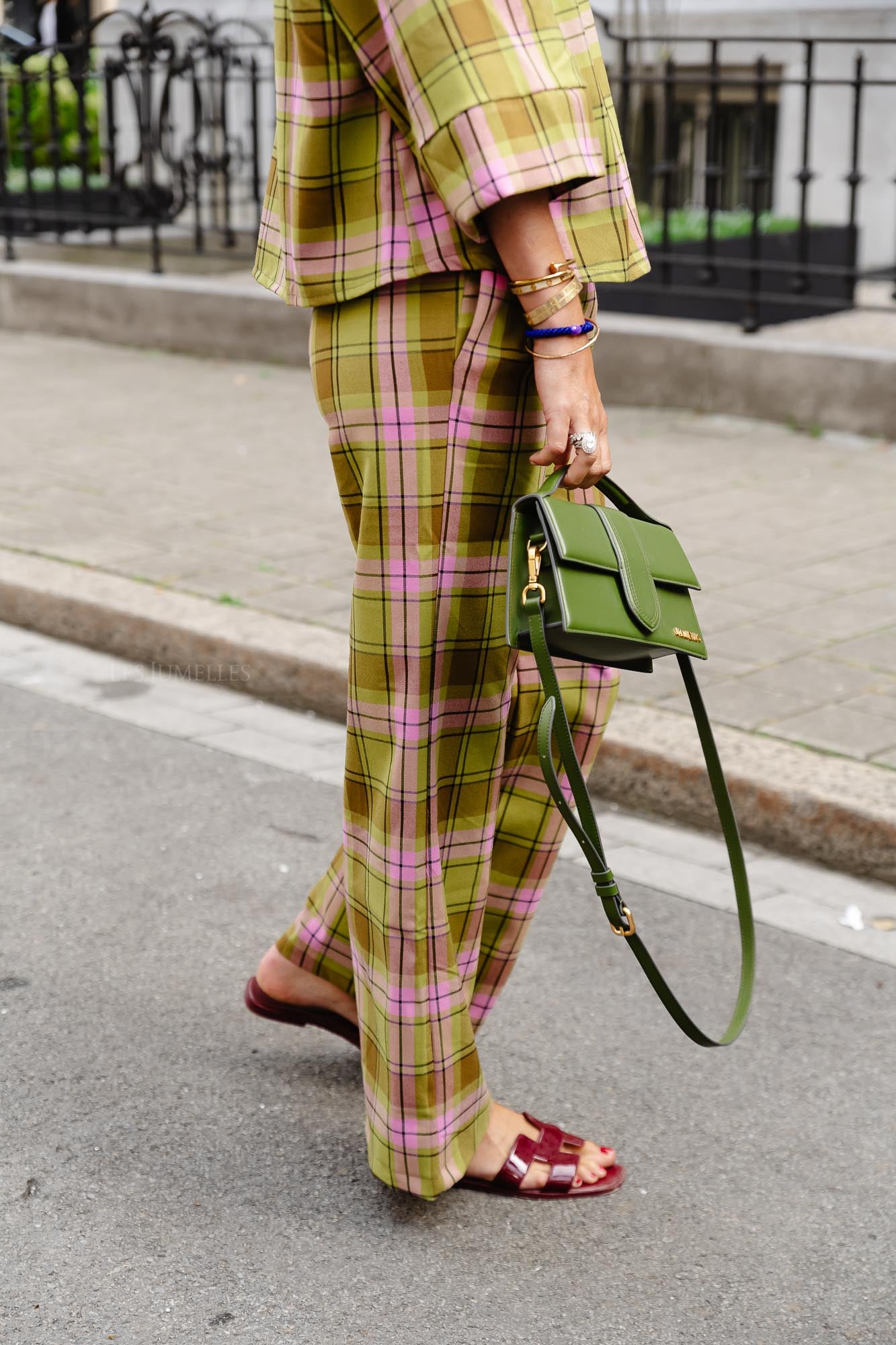 Pantalon à carreaux Loco vert
