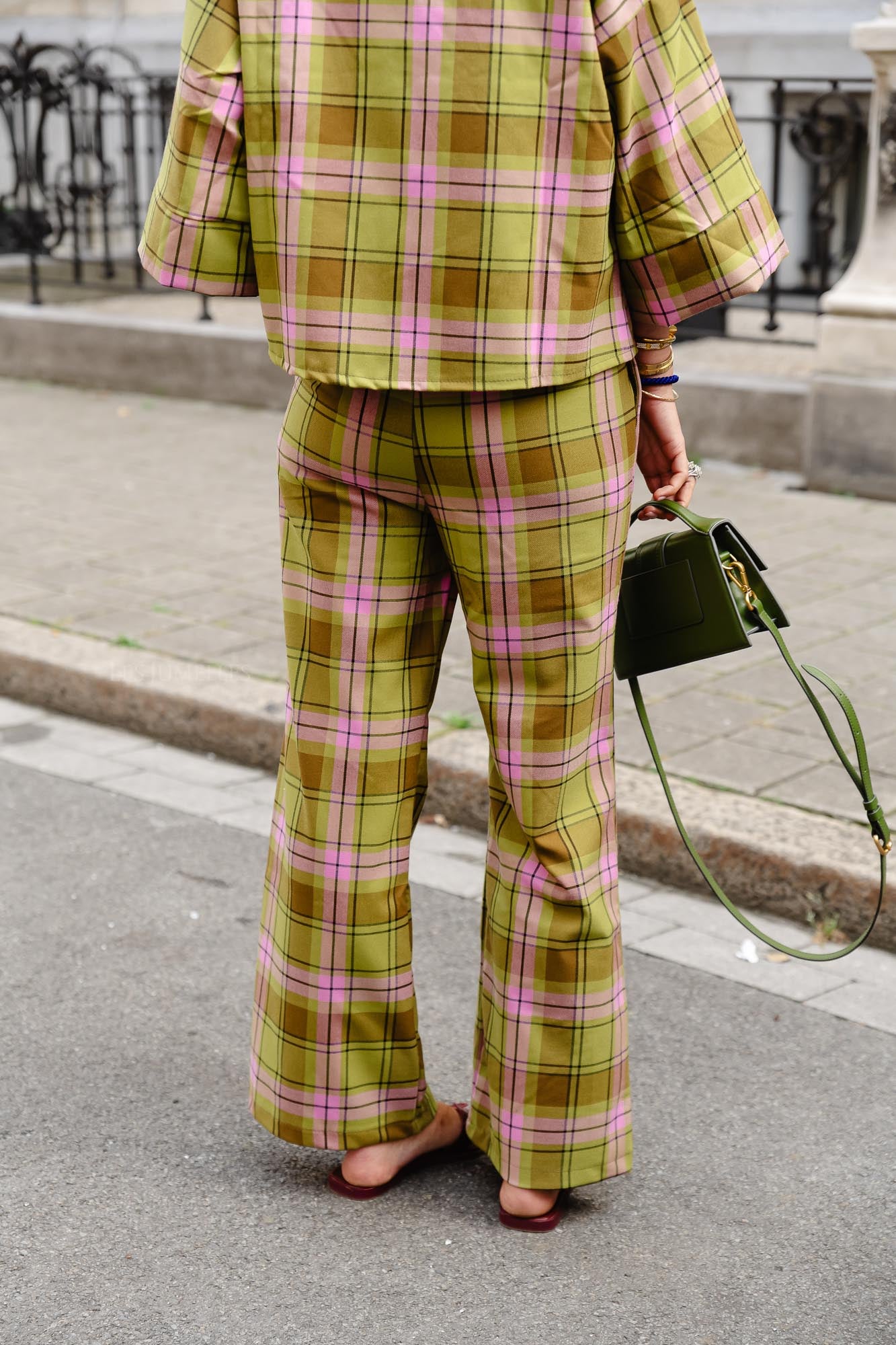 Pantalon à carreaux Loco vert