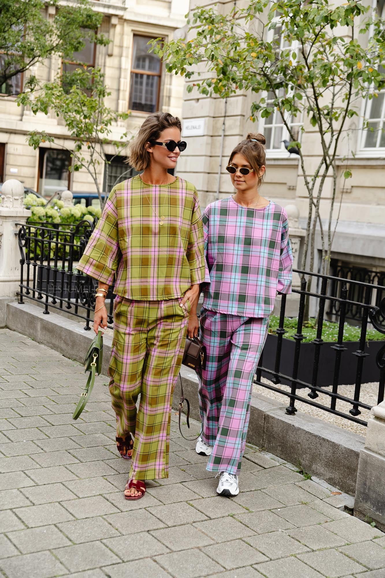 Pantalon à carreaux Loco vert
