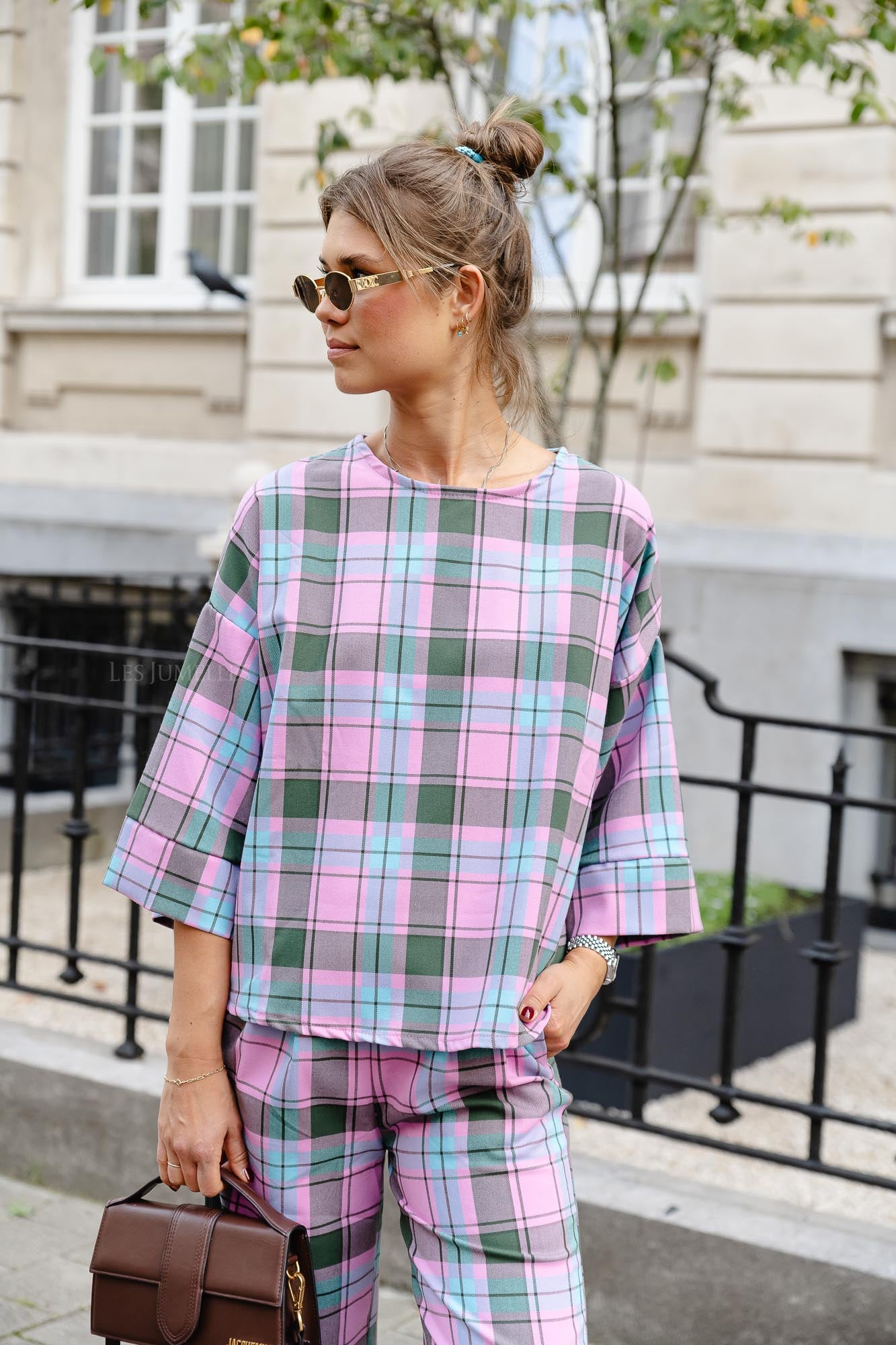 Loco checkered blouse pink