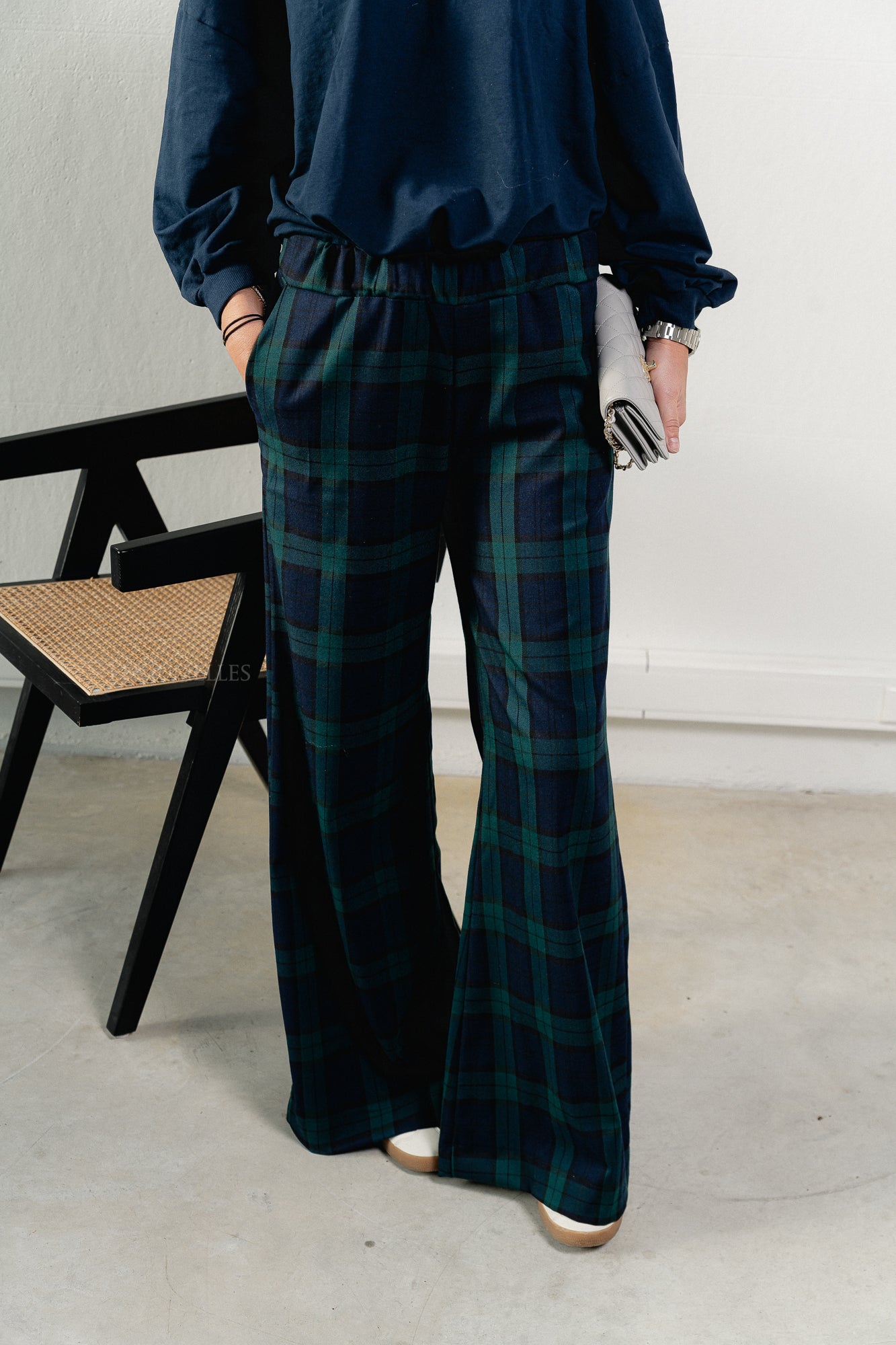 Milan checkered pants navy/green