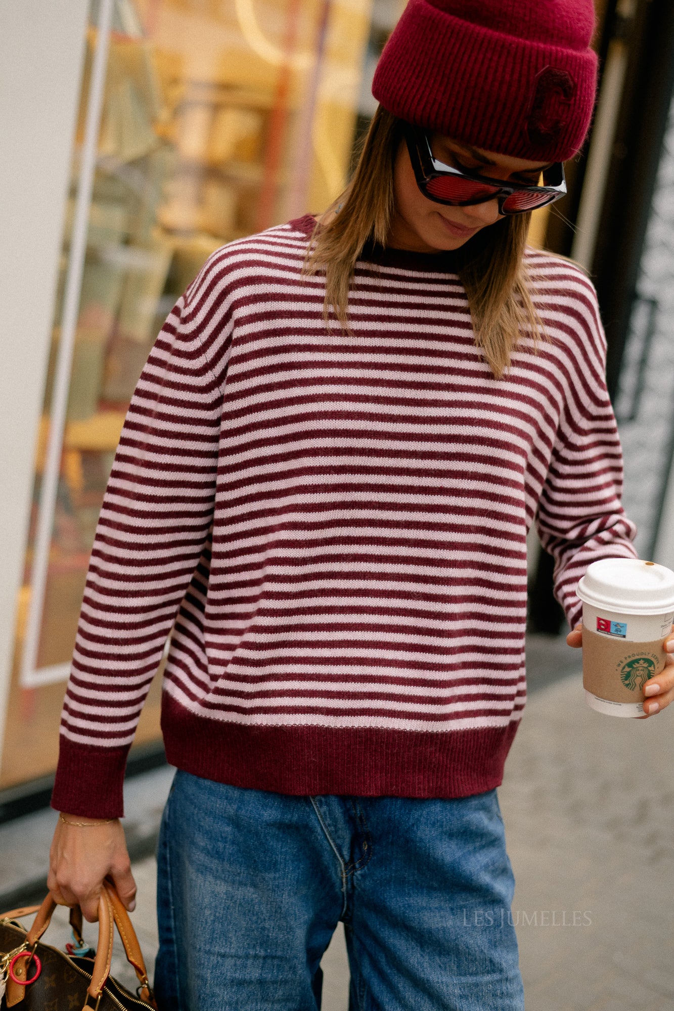 Florence striped jumper pink/burgundy