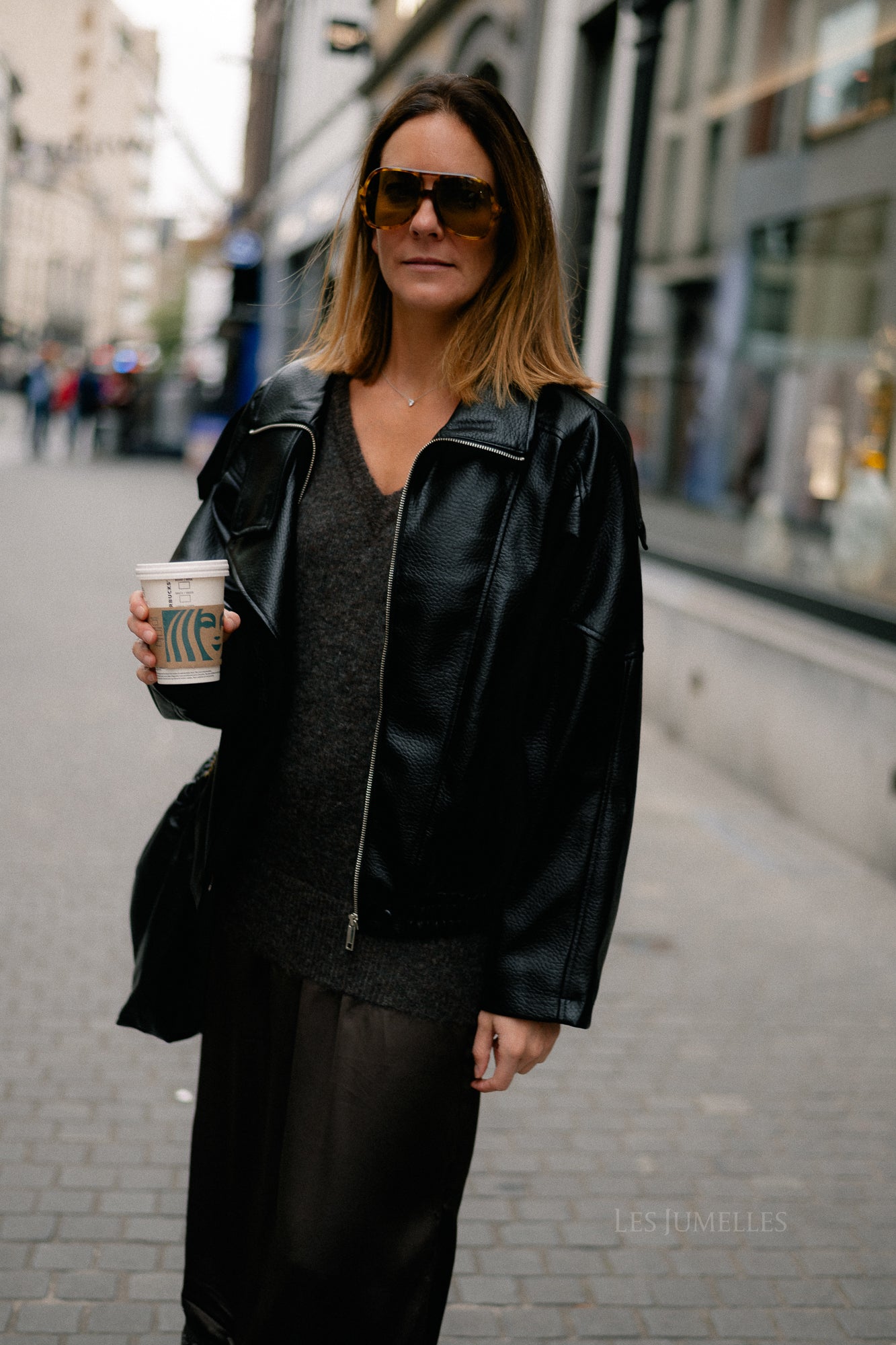 Aubrey leather look jacket black