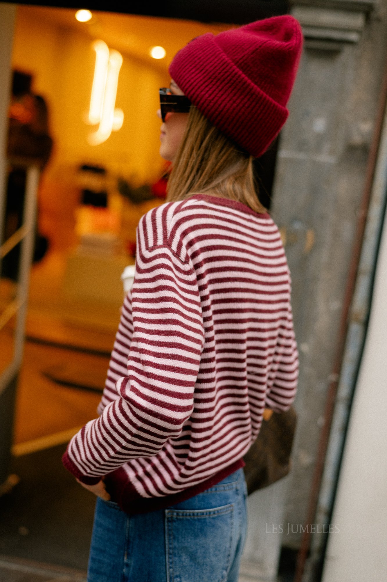 Florence striped jumper pink/burgundy