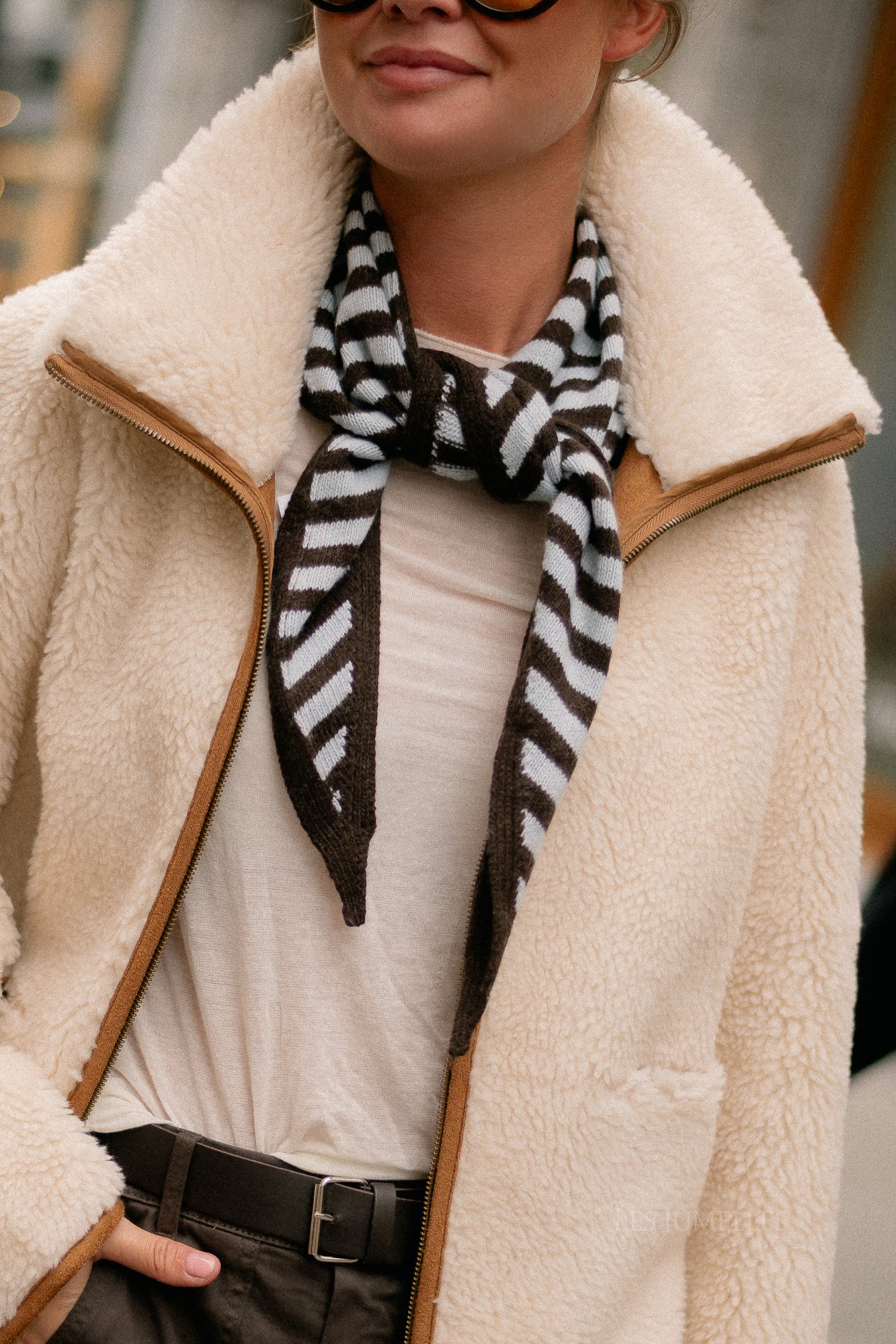 Lisa striped scarf hot chocolate/light blue