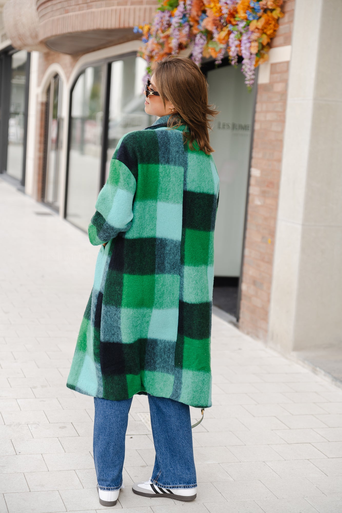 Manteau à carreaux Candice vert