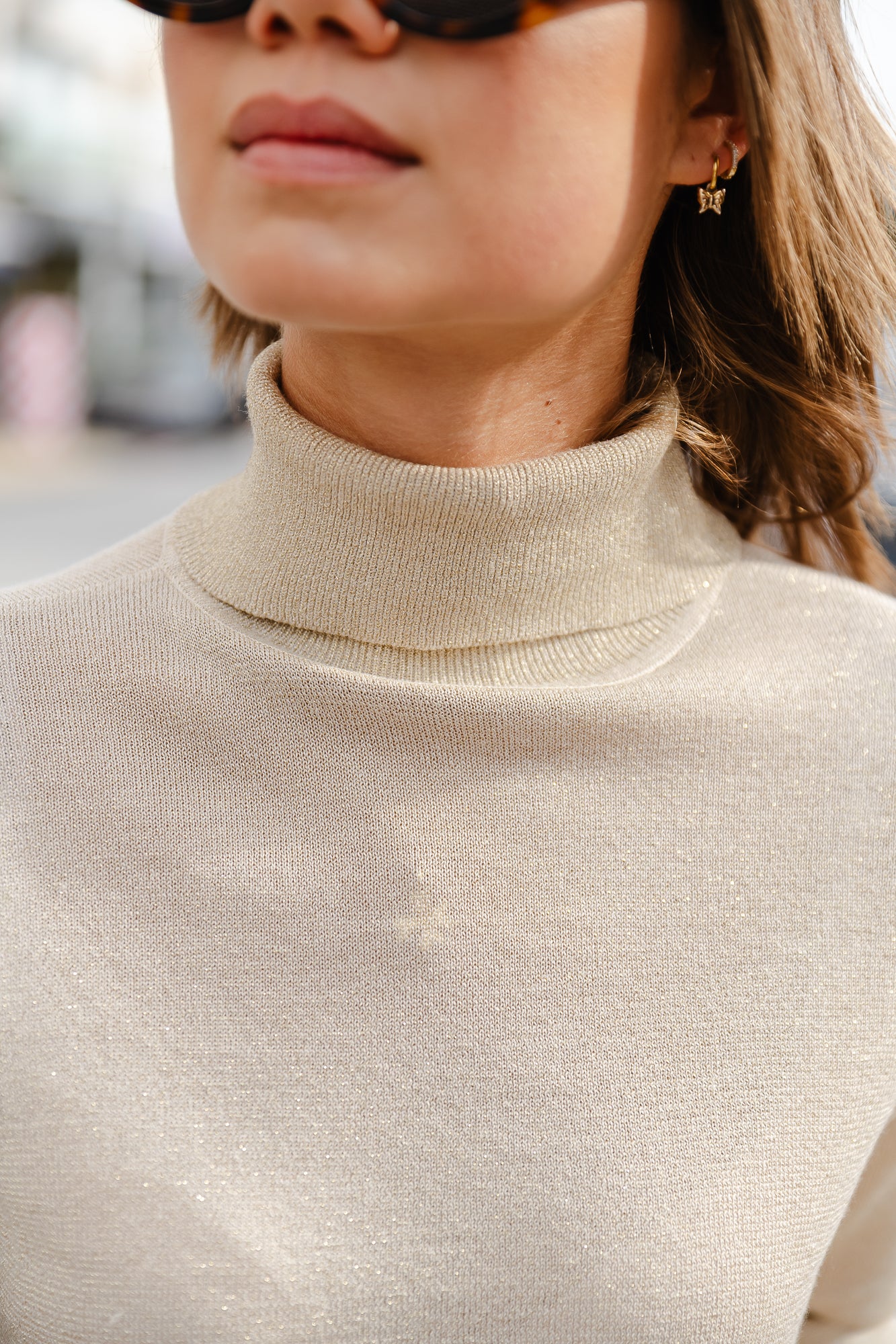 VIAnta roll neck glitter top light gold