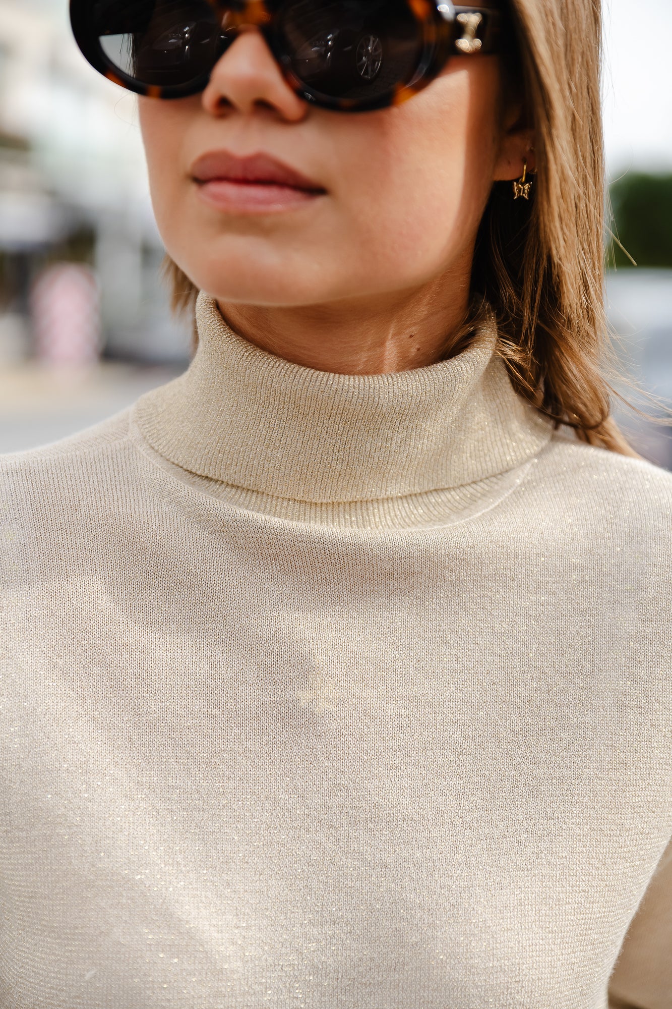 VIAnta roll neck glitter top light gold