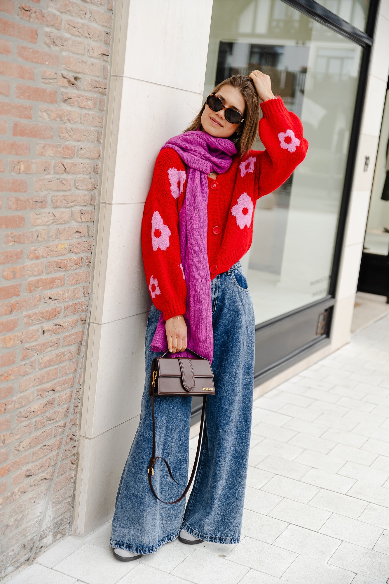Sienna Blumen-Cardigan rot