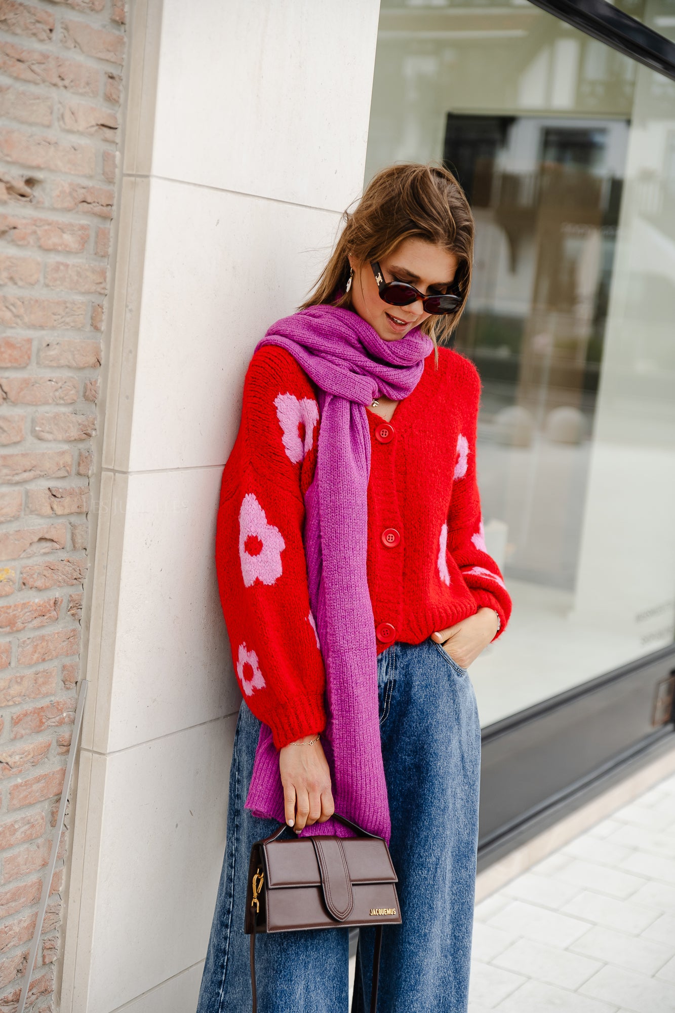 Sienna Blumen-Cardigan rot