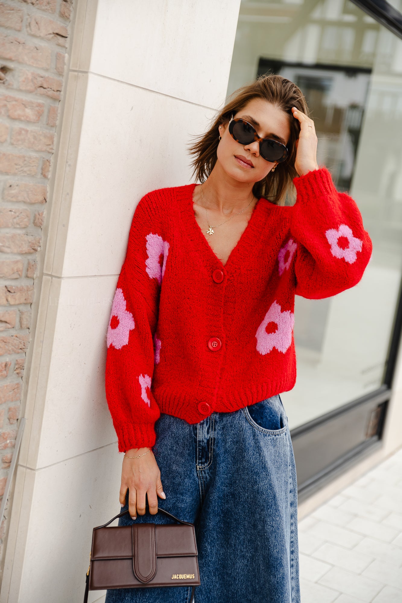 Sienna Blumen-Cardigan rot