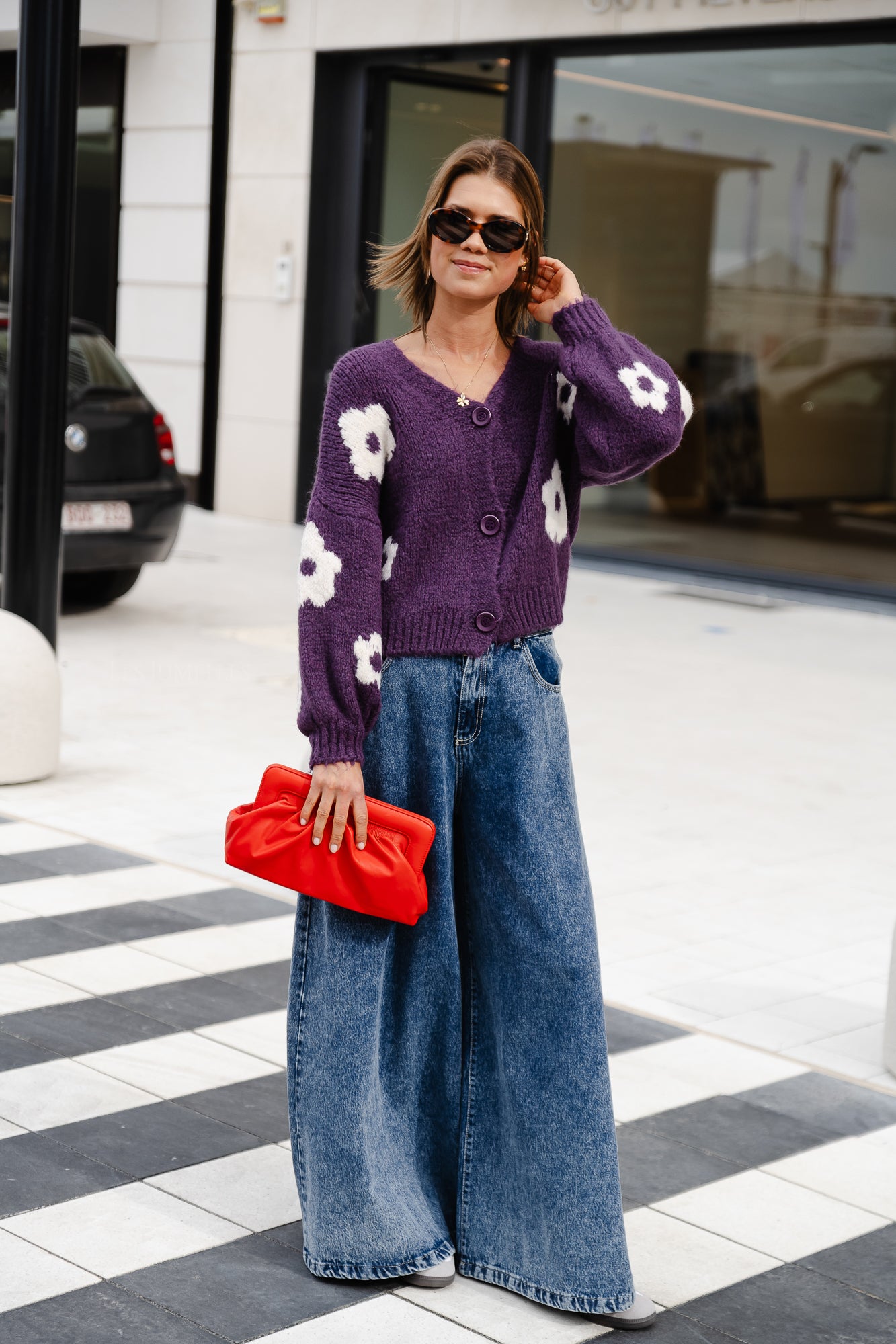Cardigan fleurs Sienna violet