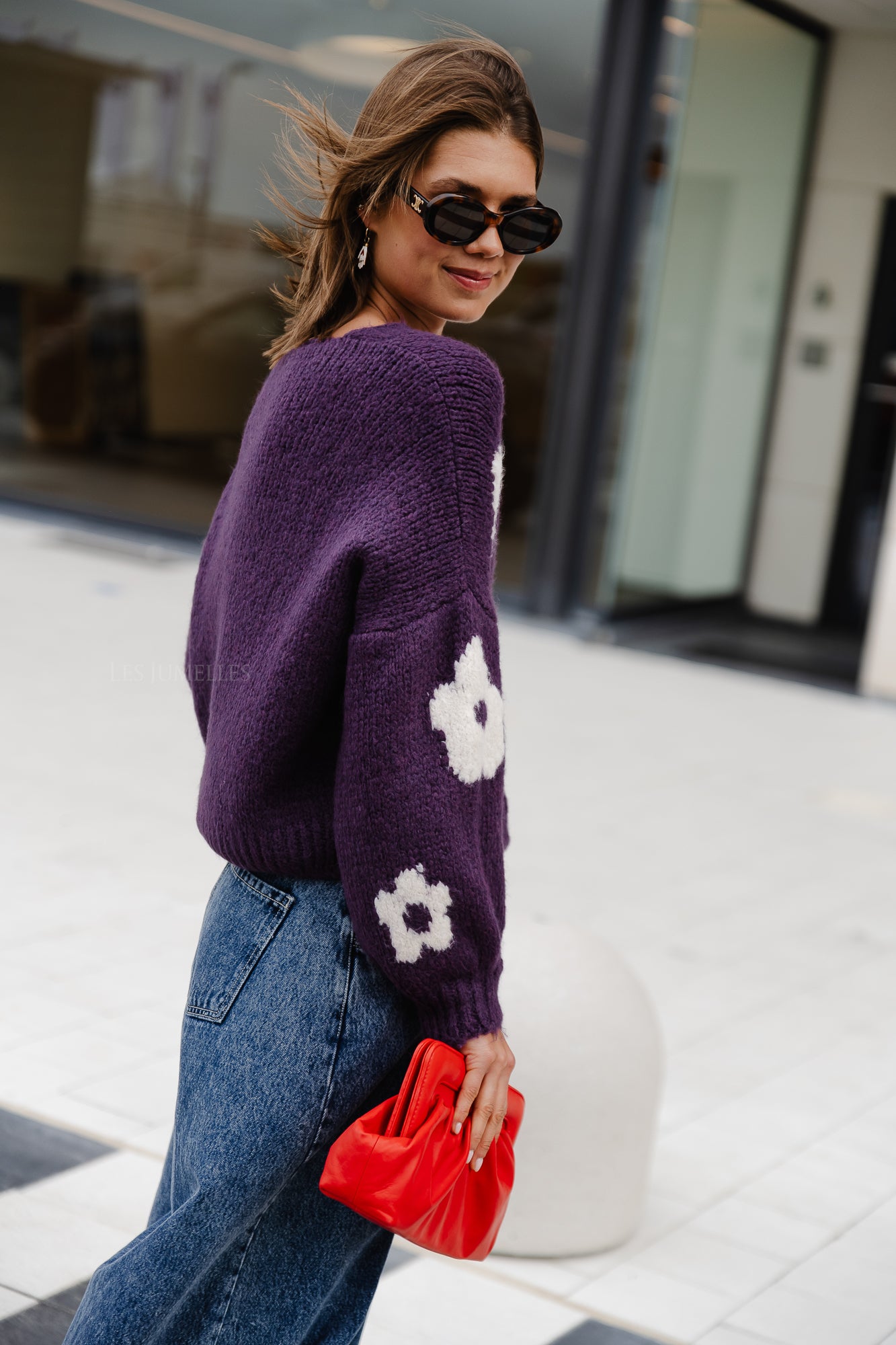 Cardigan fleurs Sienna violet
