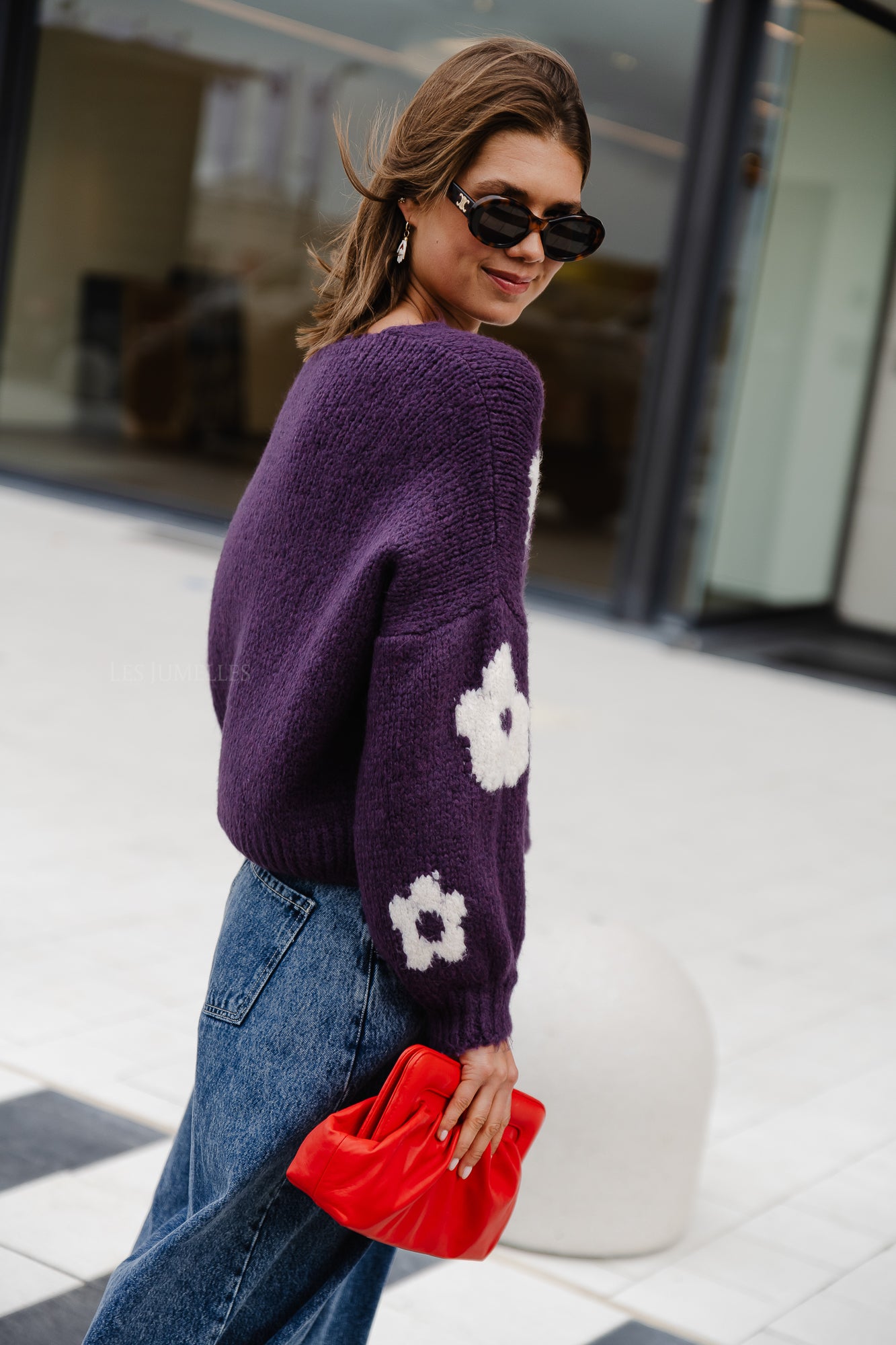 Cardigan fleurs Sienna violet
