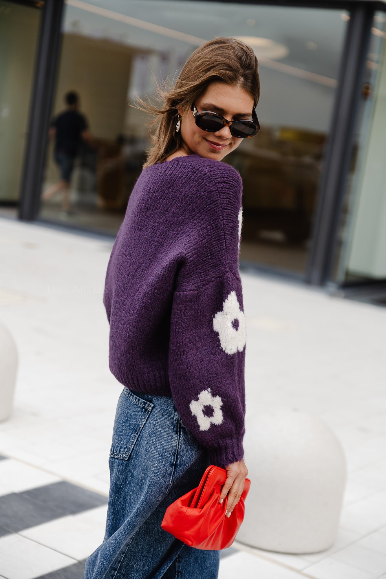 Cardigan fleurs Sienna violet