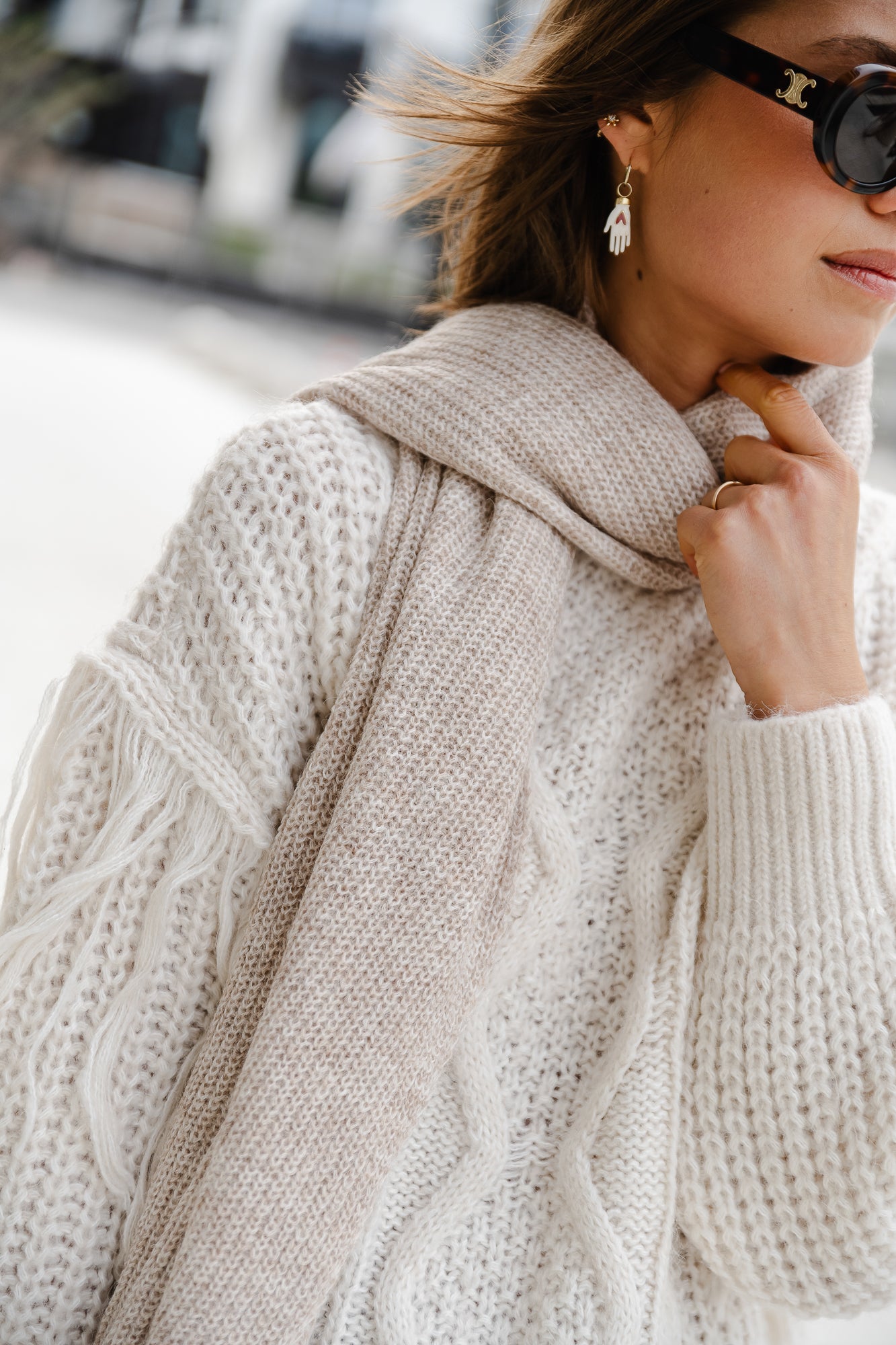 Amandine knitted scarf beige