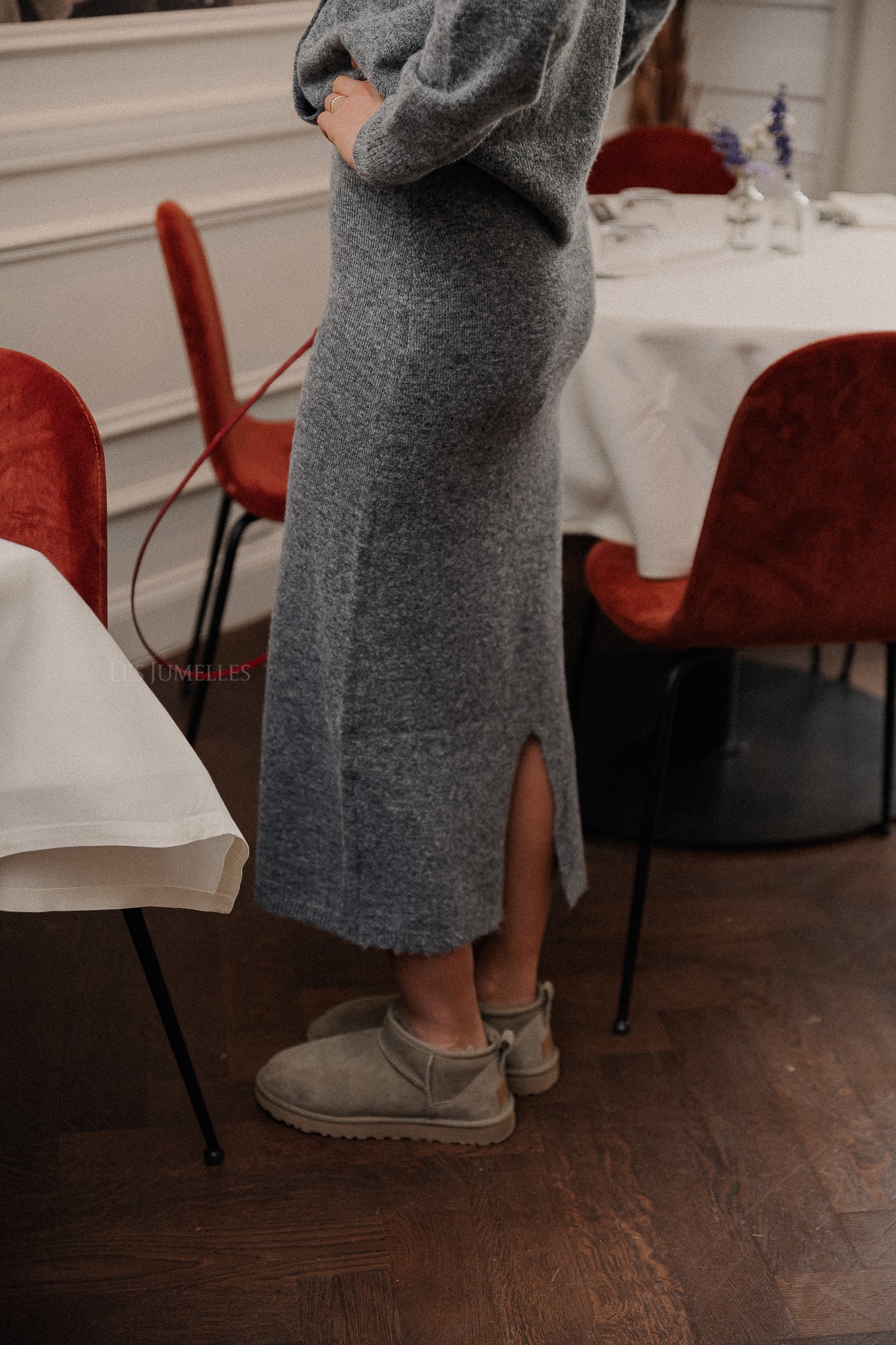 Jupe longue en tricot VIInes gris moyen chiné