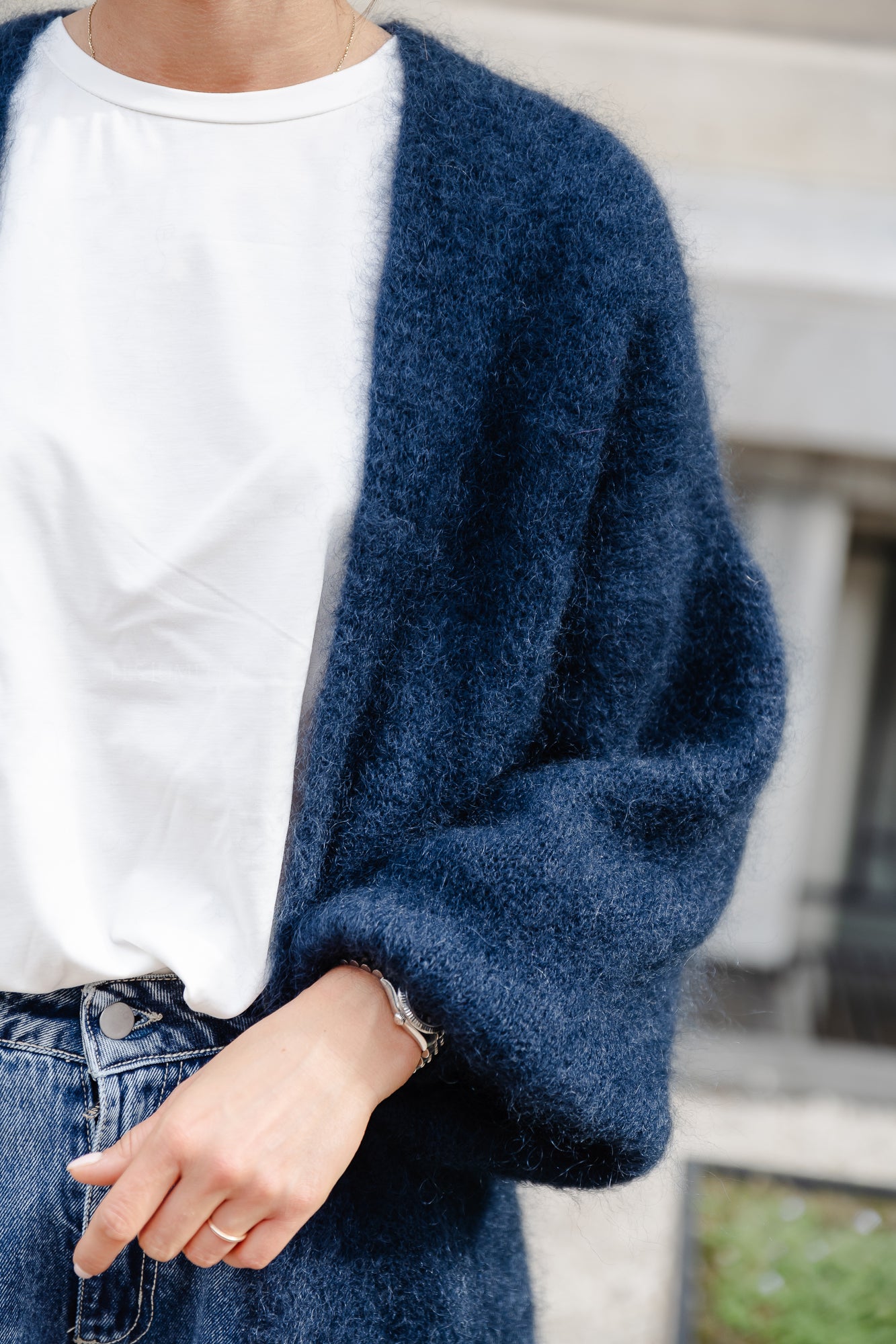 Lucille long cardigan navy blue