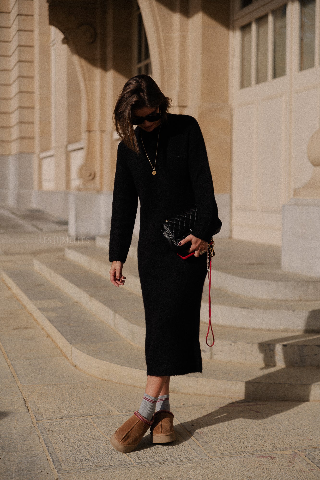 Robe en tricot à col rond SLFGabella LS noire