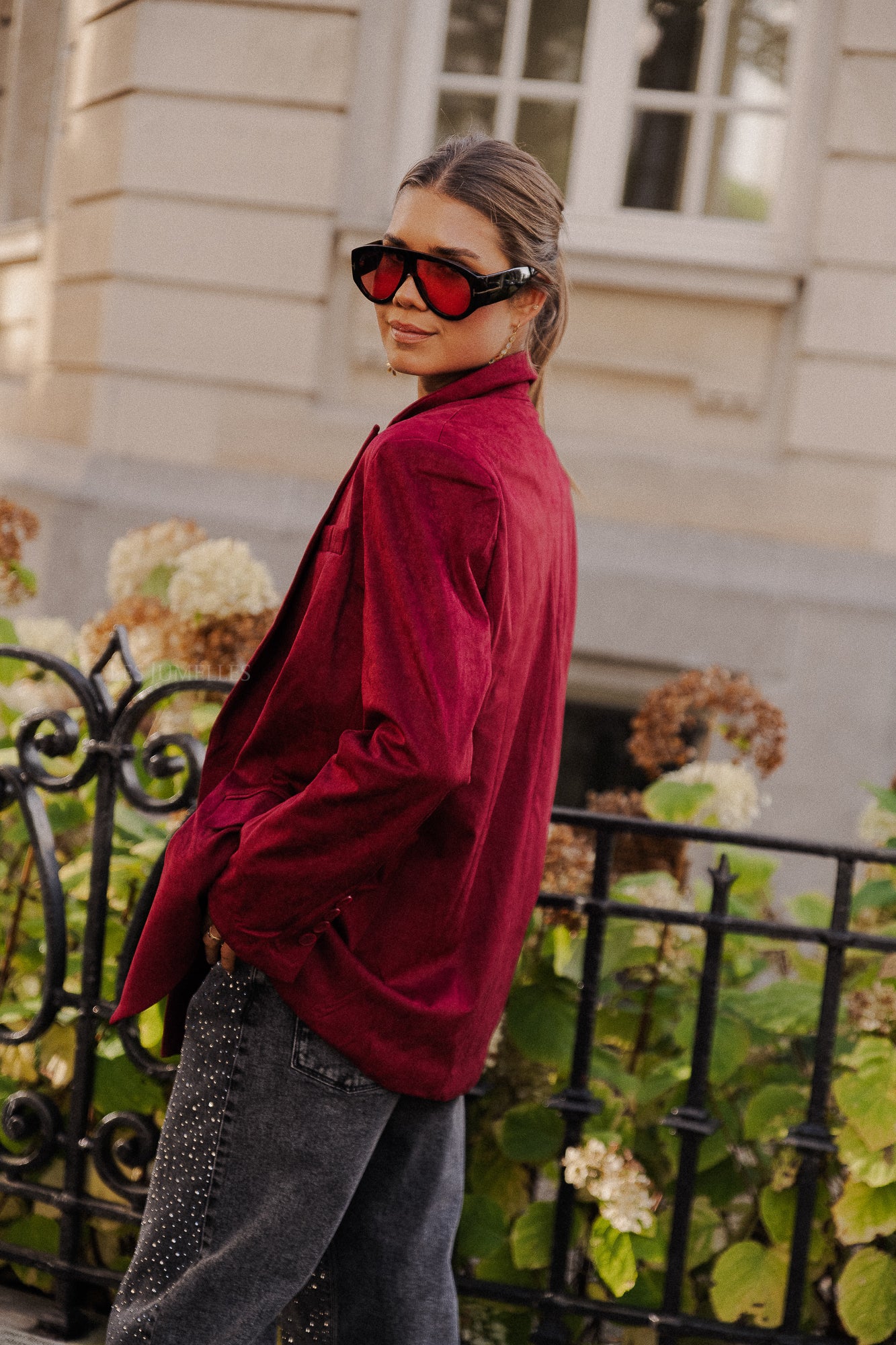 Bree Wildlederblazer Bordeauxrot