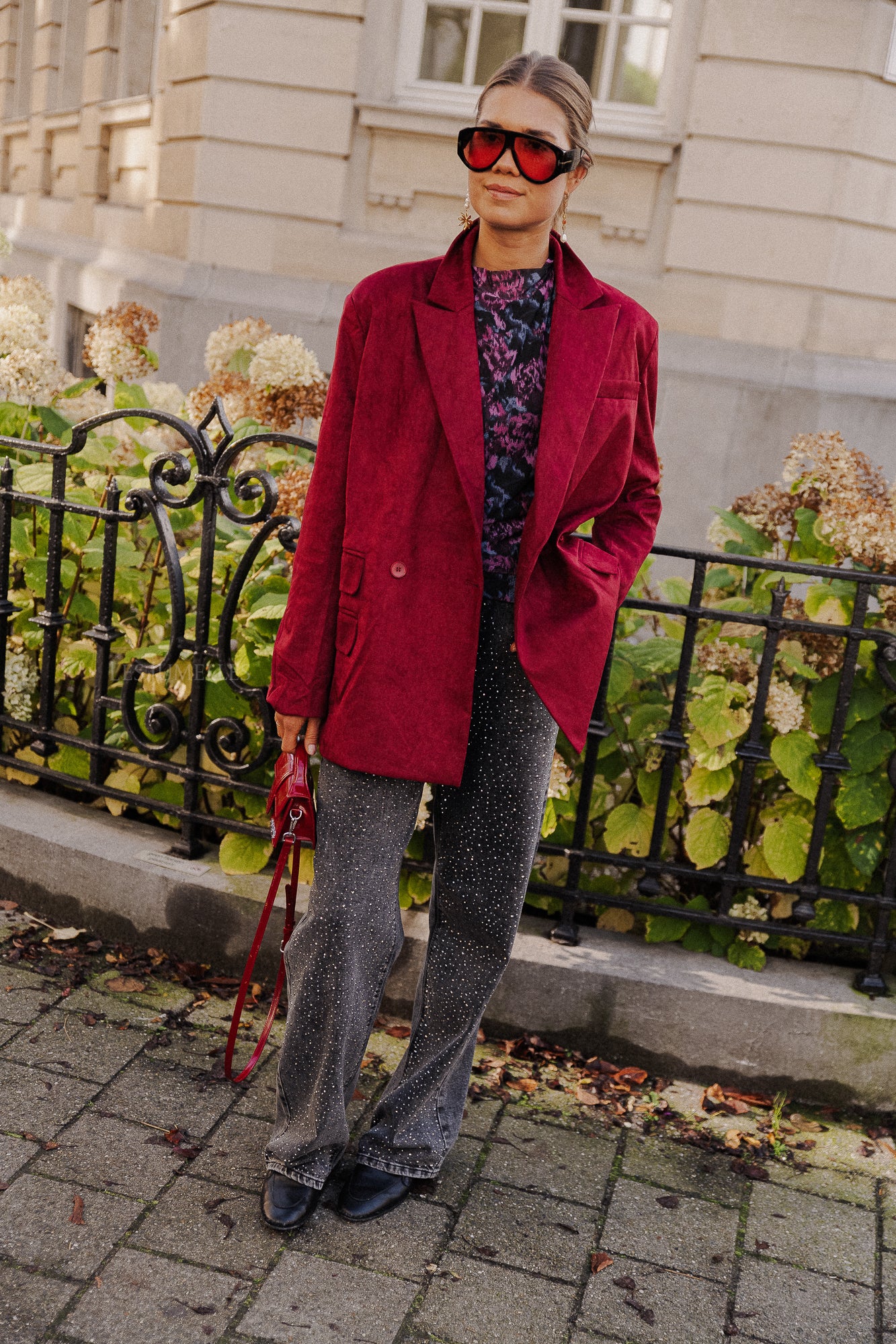 Bree Wildlederblazer Bordeauxrot