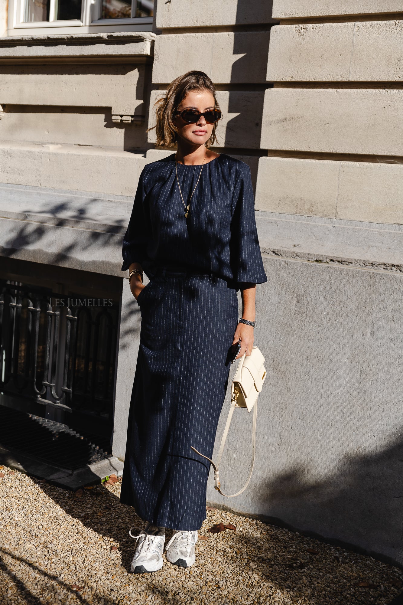 ViVicca 3/4 top navy pinstripe