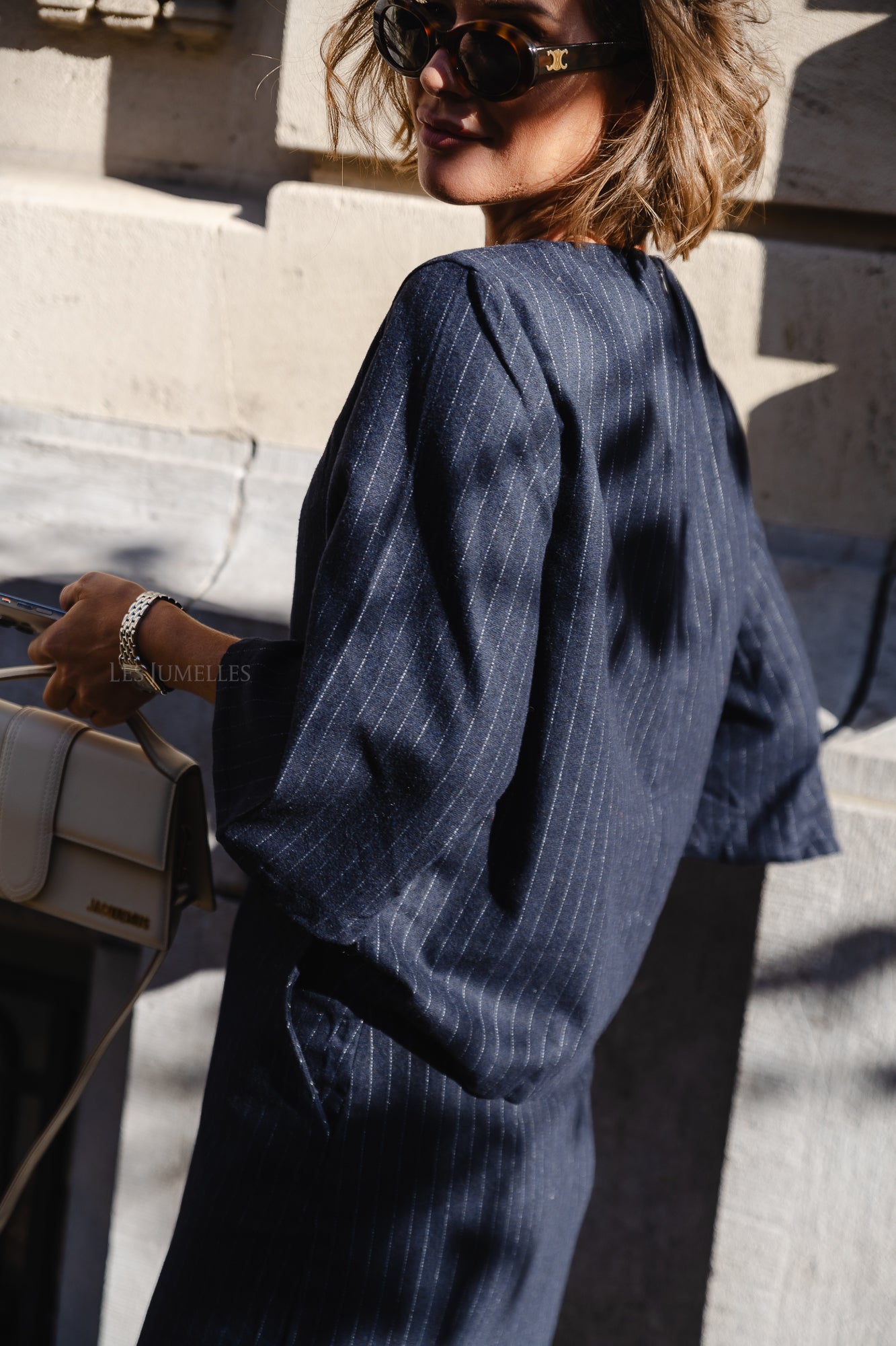 ViVicca 3/4 top navy pinstripe