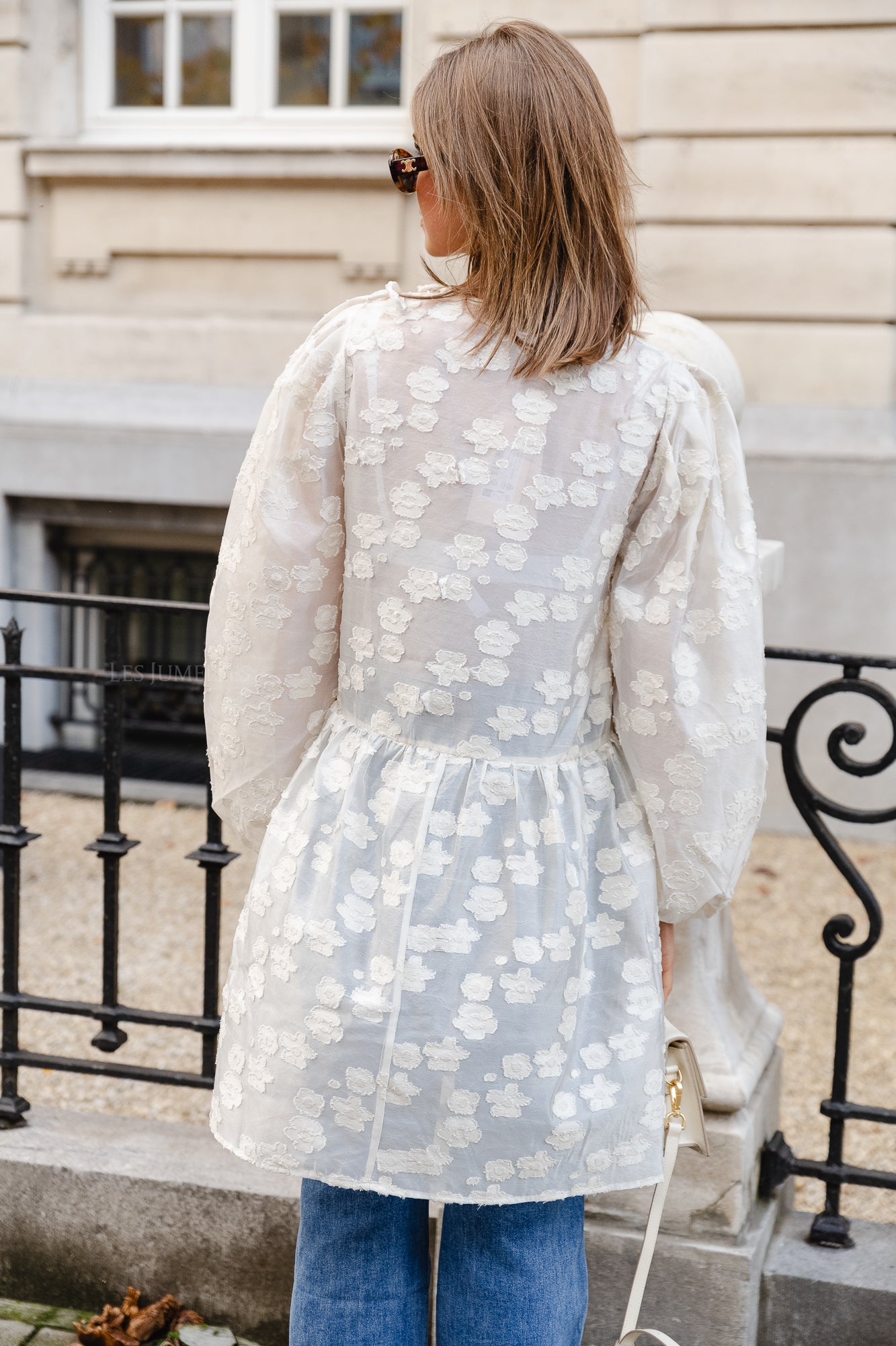 Semi transparent mini dress creme brûlée