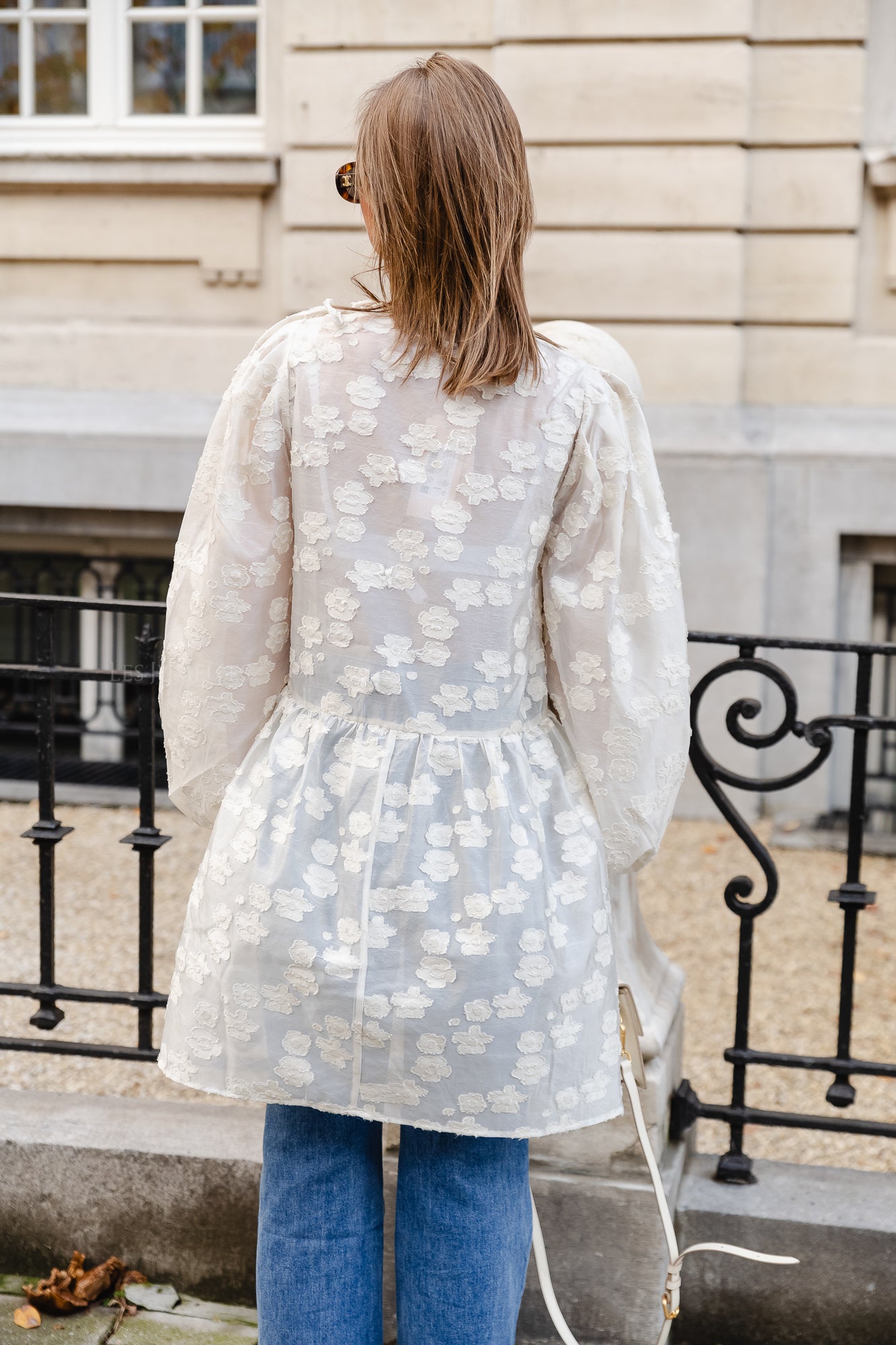 Semi transparent mini dress creme brûlée
