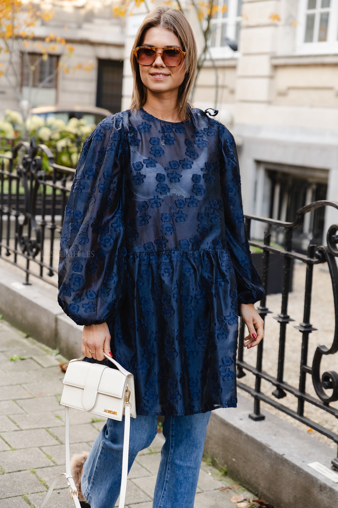 <tc>Semi transparante mini jurk marine blauw</tc>