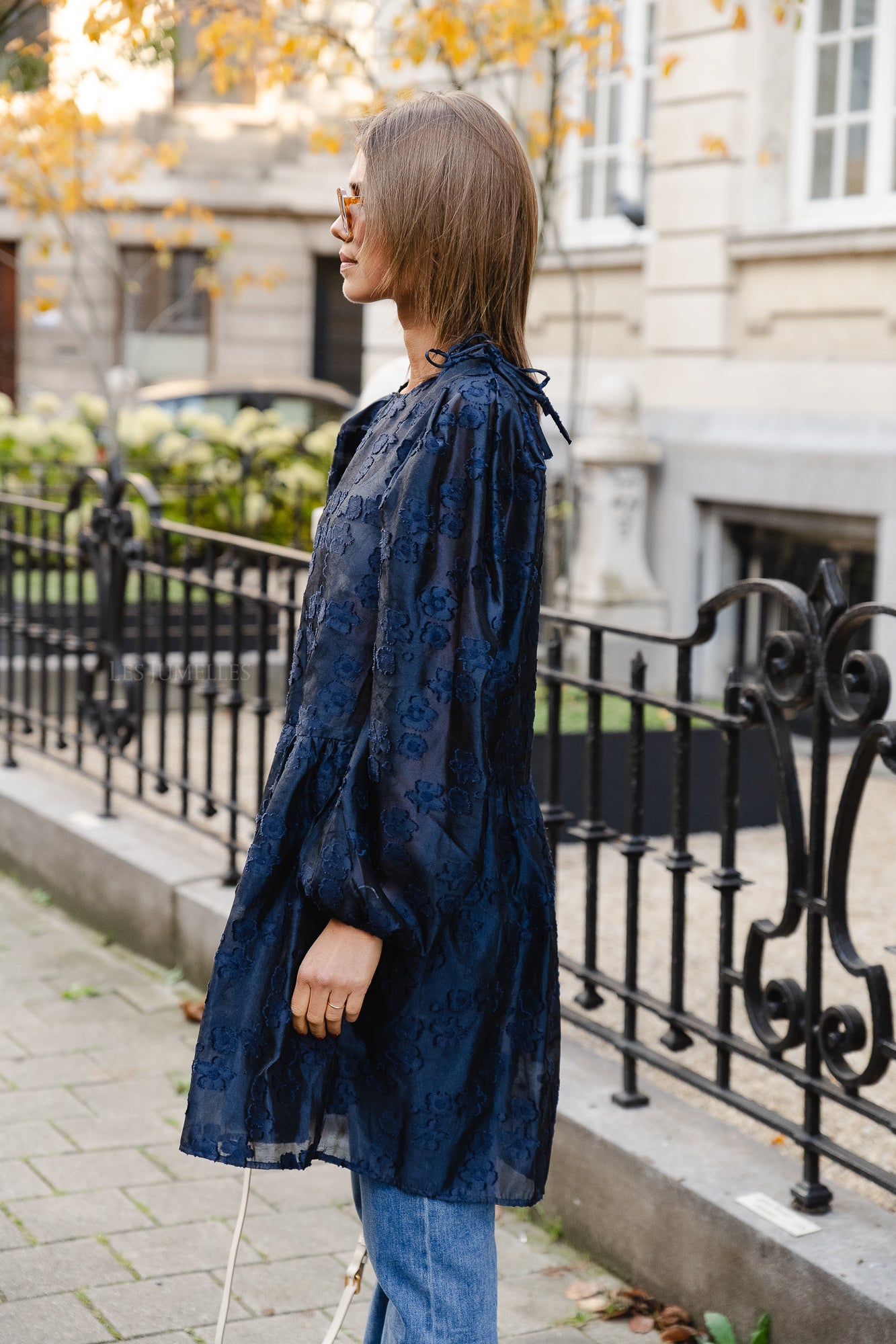 <tc>Semi transparante mini jurk marine blauw</tc>