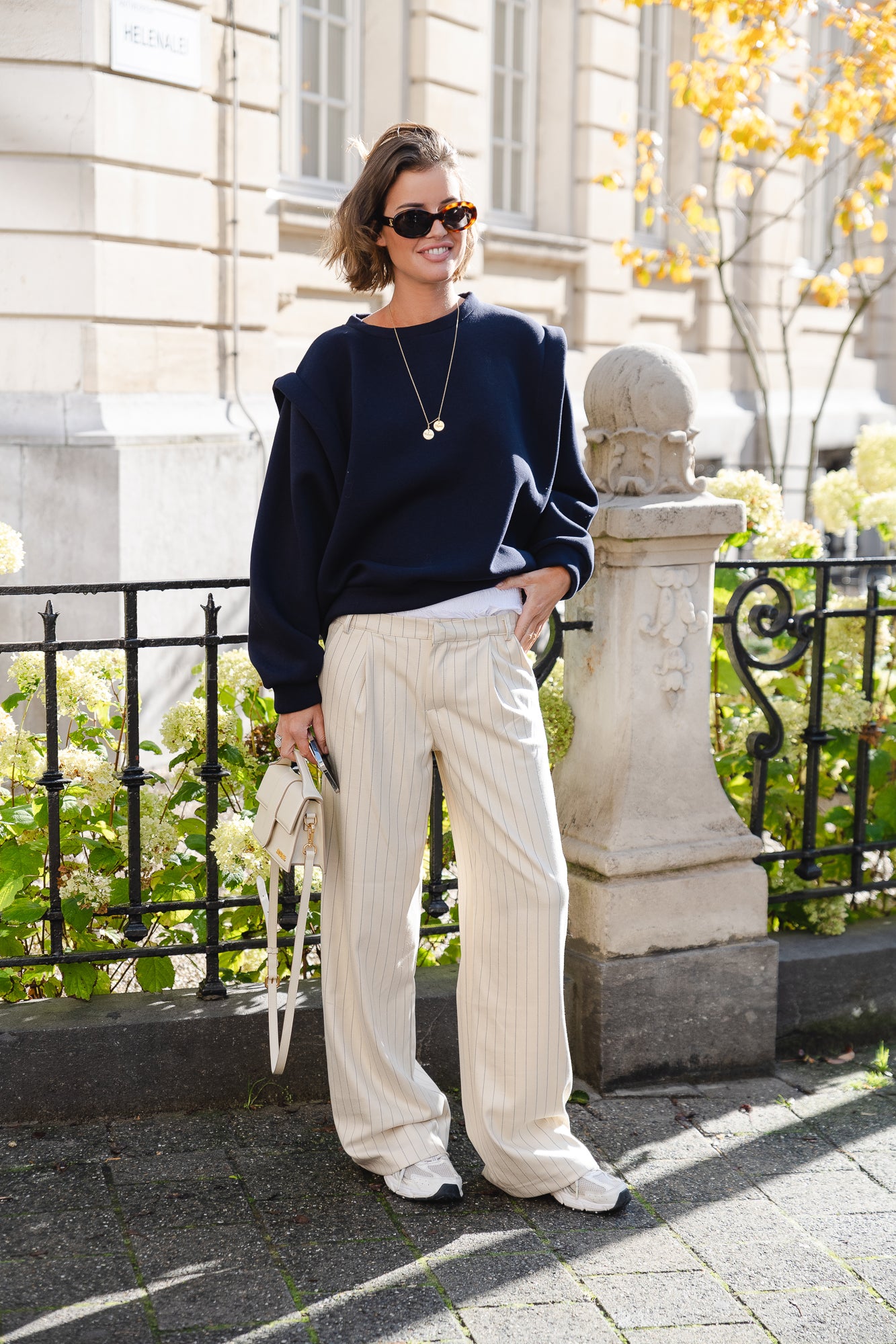 Pantalon rayé Celina beige