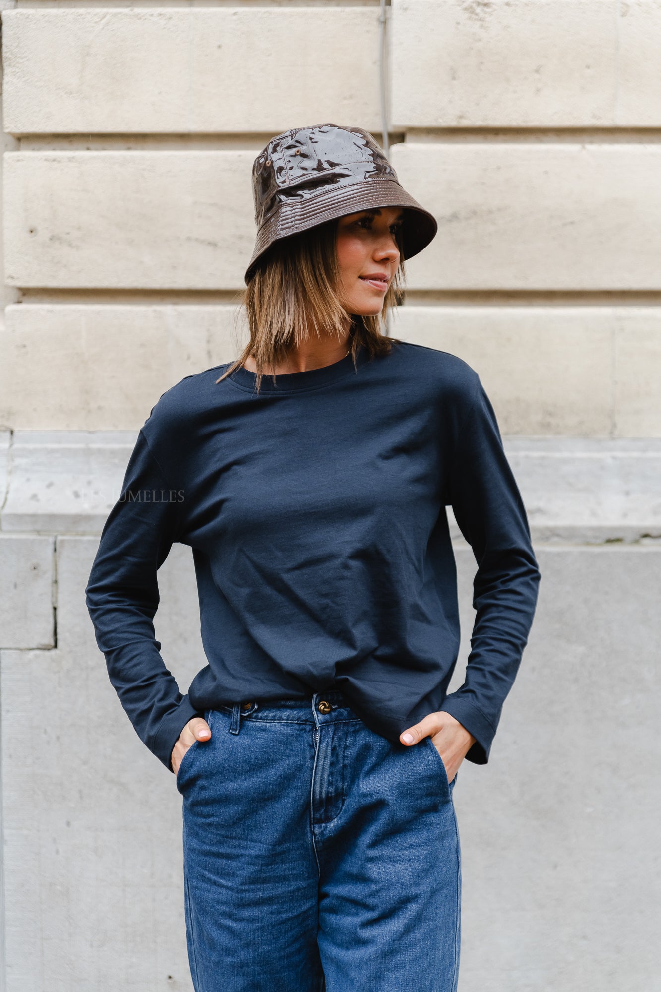 <tc>Slfessential ls boxy tee noos dark sapphire</tc>